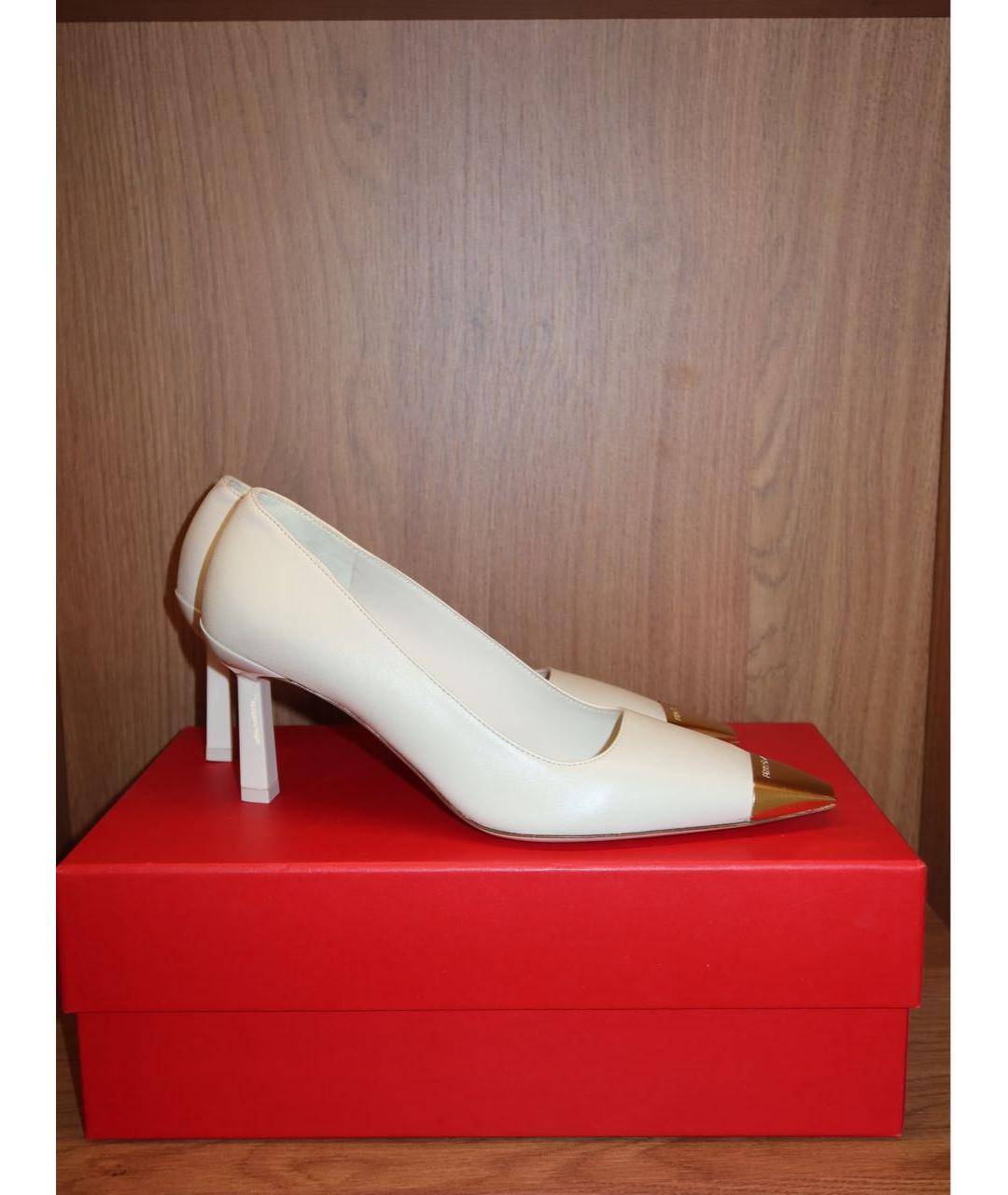 FERRAGAMO Бежевые кожаные туфли, фото 9