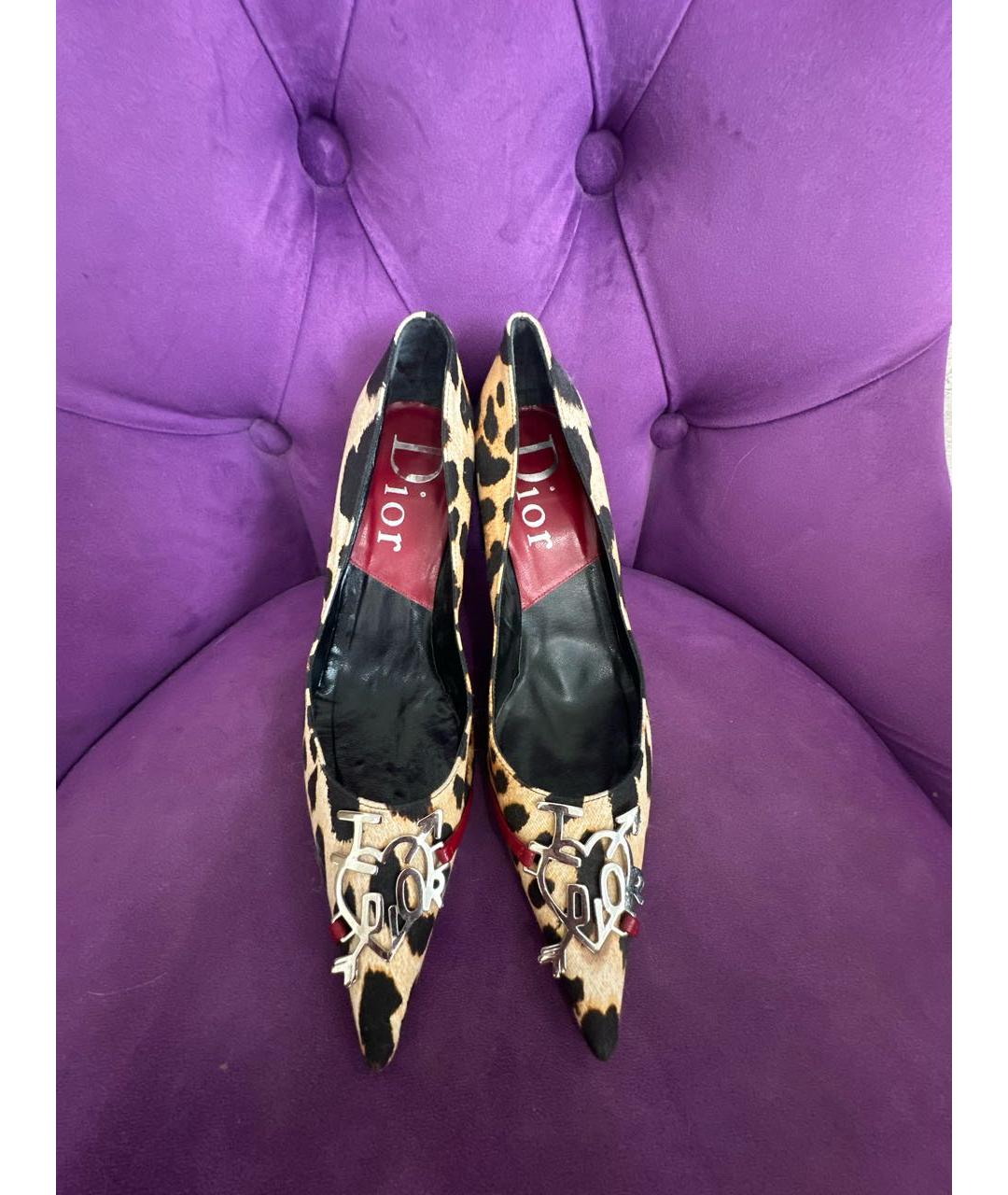 CHRISTIAN DIOR Мульти текстильные туфли, фото 3