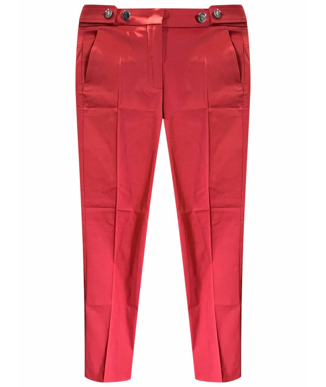 SPORTMAX Красные хлопко-эластановые брюки узкие, фото 1