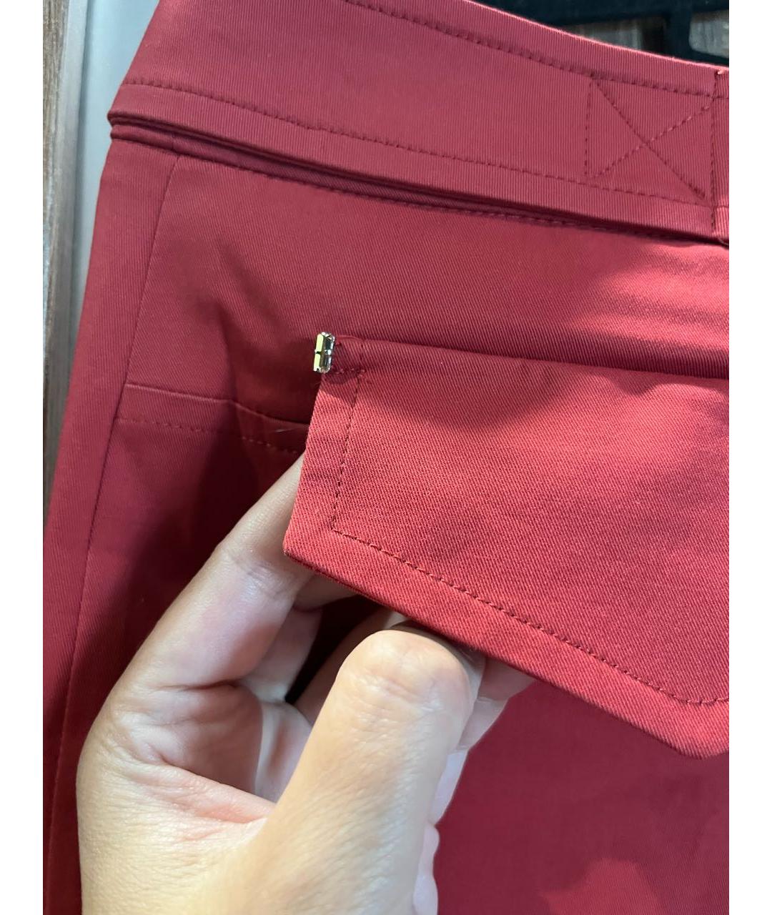 SPORTMAX Красные хлопко-эластановые брюки узкие, фото 4