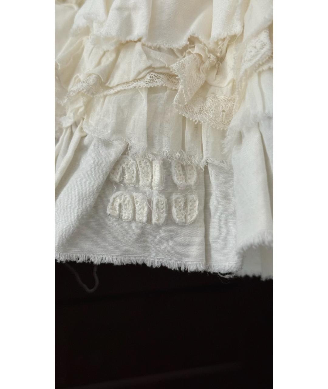 MIU MIU Белая юбка мини, фото 6