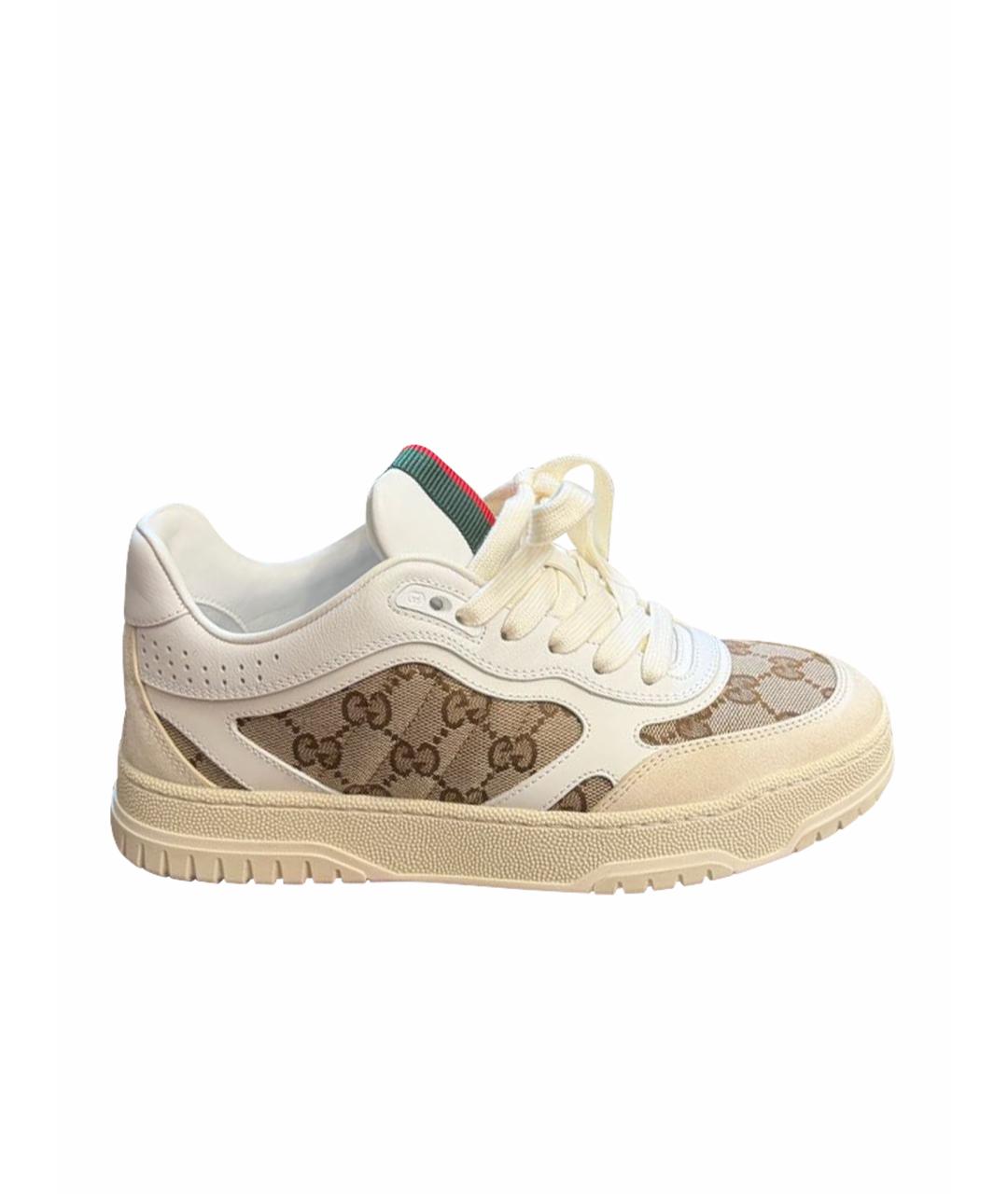 GUCCI Бежевые кожаные кроссовки, фото 1