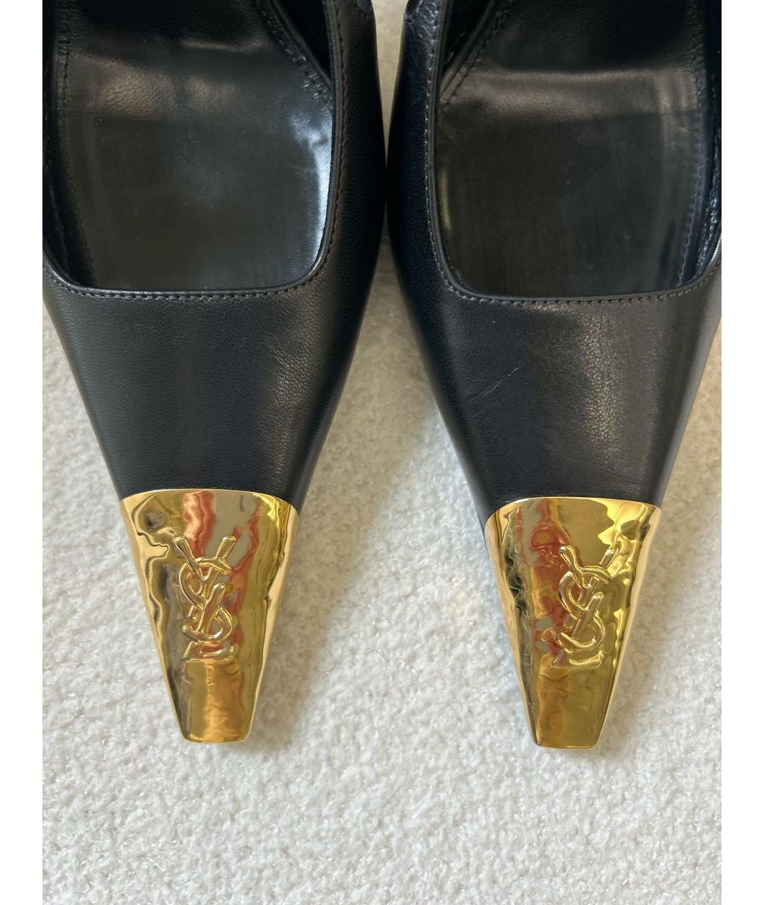 SAINT LAURENT Черные кожаные босоножки, фото 6