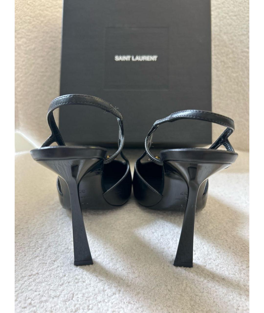 SAINT LAURENT Черные кожаные босоножки, фото 4