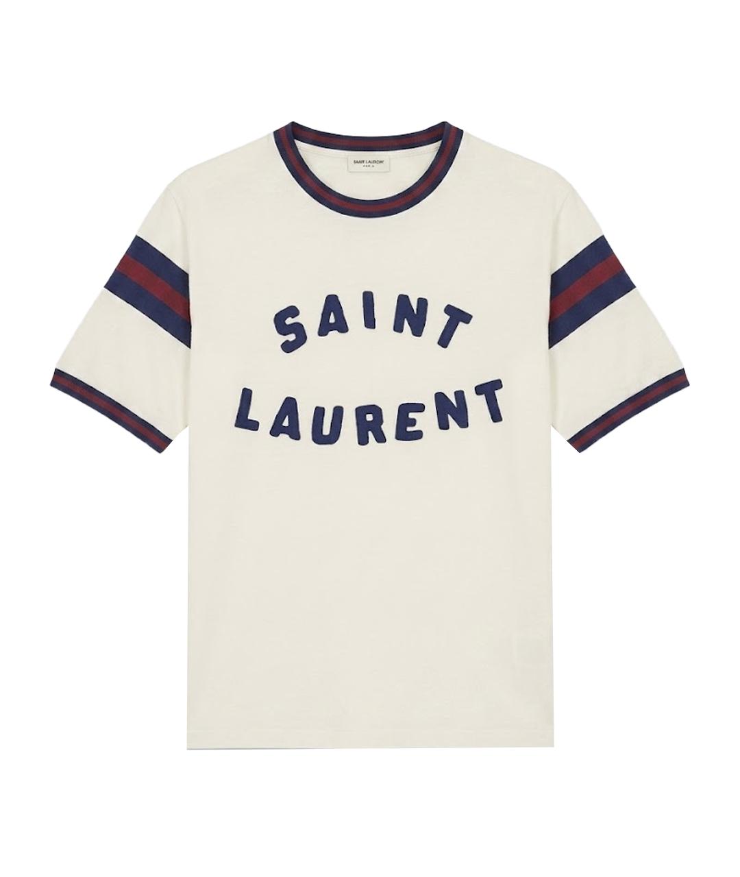 SAINT LAURENT Белая хлопковая футболка, фото 1