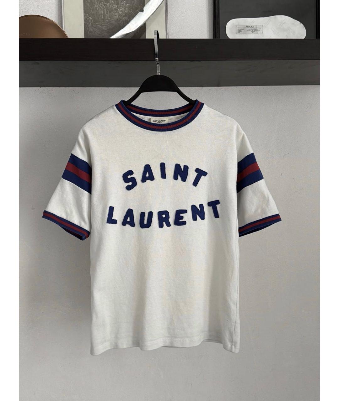 SAINT LAURENT Белая хлопковая футболка, фото 7