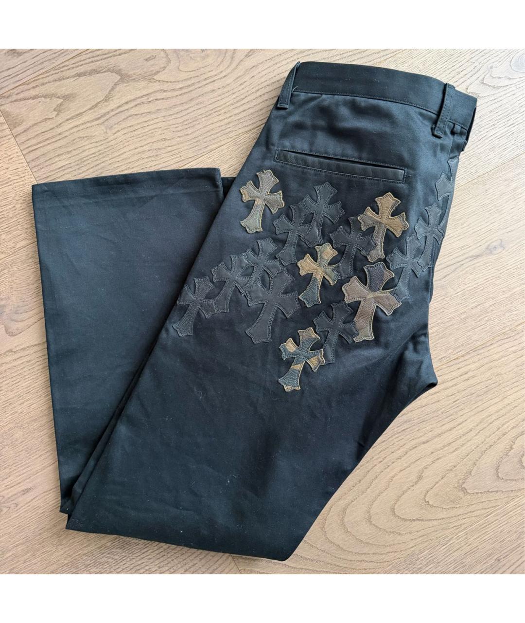 CHROME HEARTS Черные хлопковые прямые джинсы, фото 3