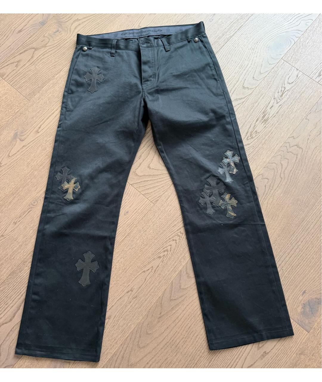 CHROME HEARTS Черные хлопковые прямые джинсы, фото 7