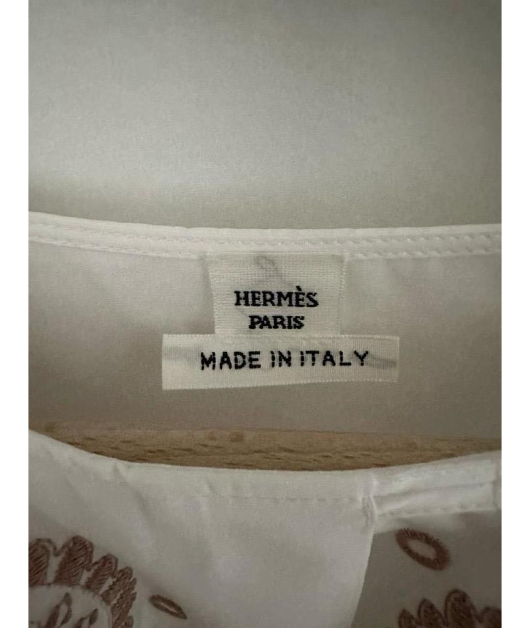 HERMES Белое хлопковое платье, фото 4