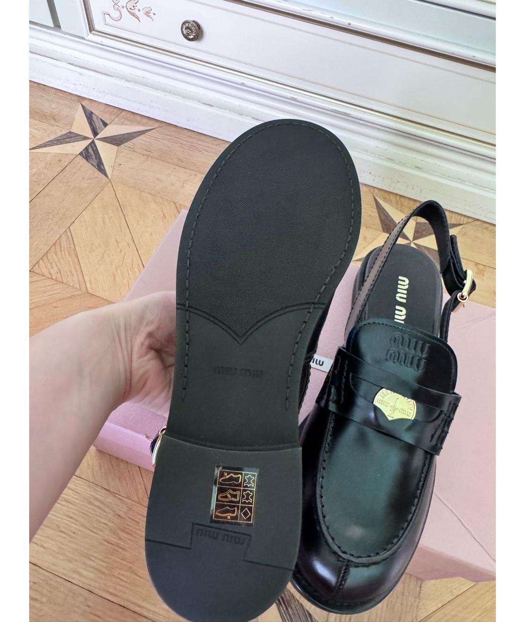 MIU MIU Черные кожаные мюли, фото 4