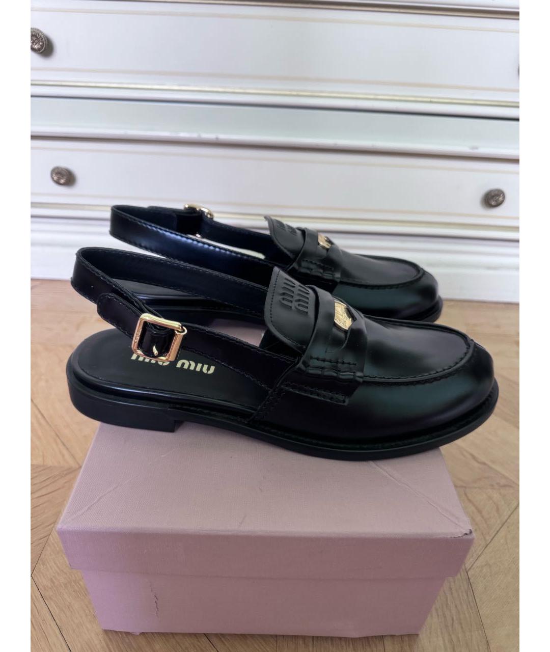 MIU MIU Черные кожаные мюли, фото 5
