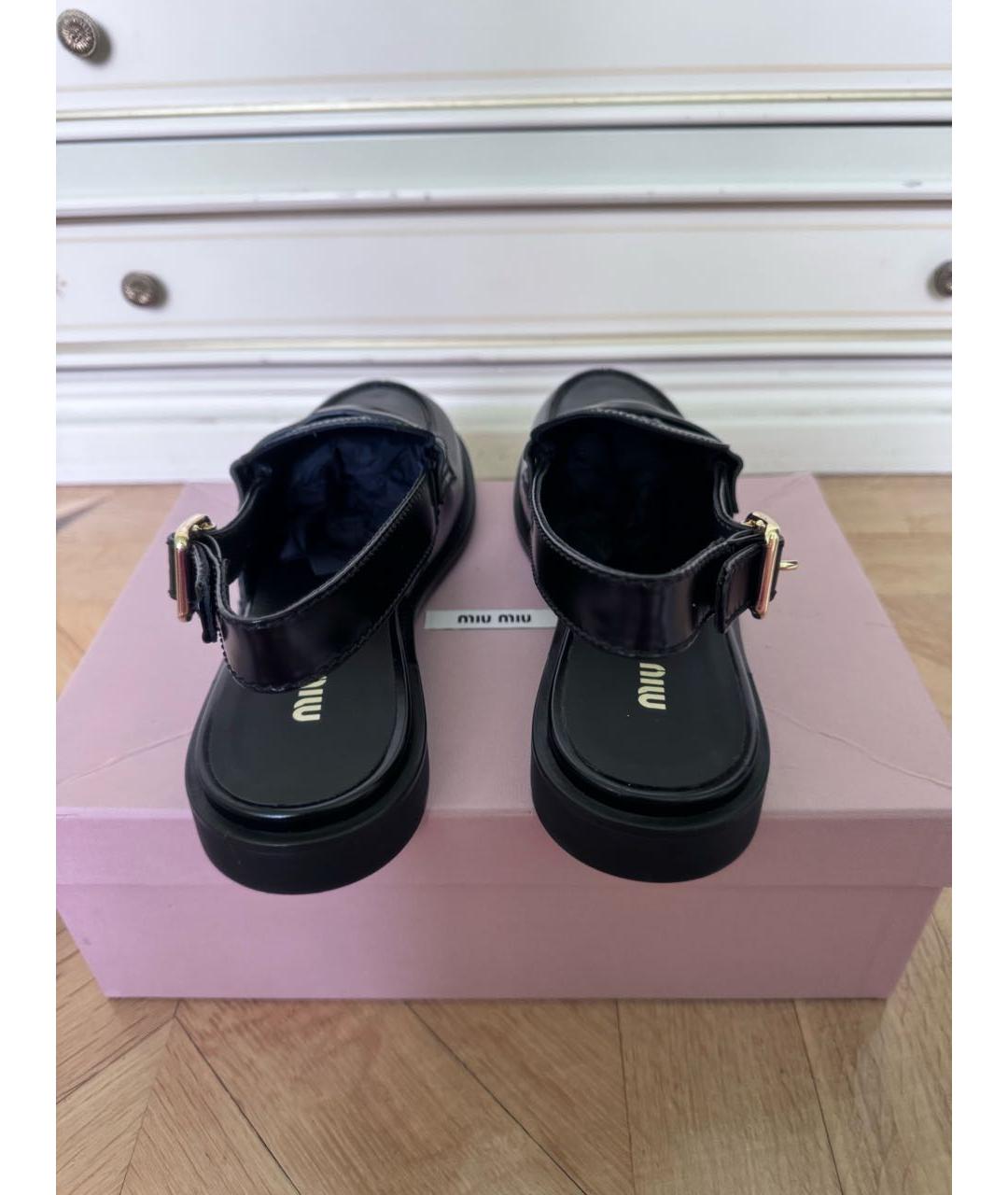 MIU MIU Черные кожаные мюли, фото 3