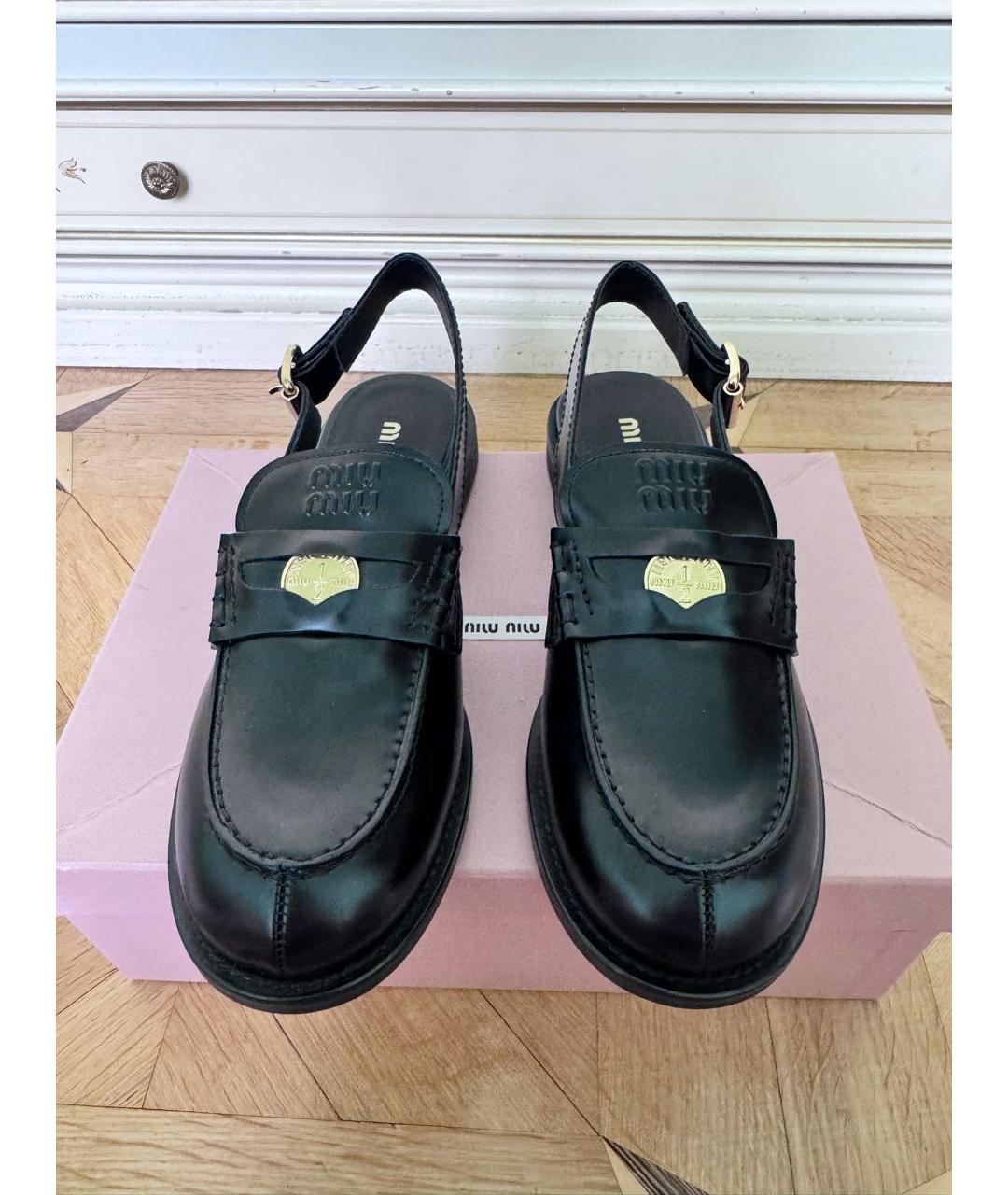 MIU MIU Черные кожаные мюли, фото 2