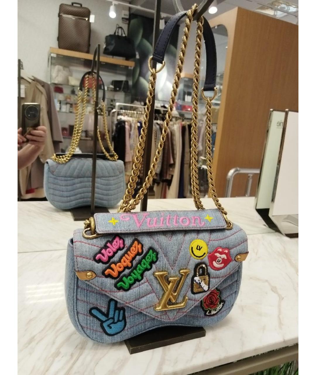 LOUIS VUITTON Голубая тканевая сумка через плечо, фото 9
