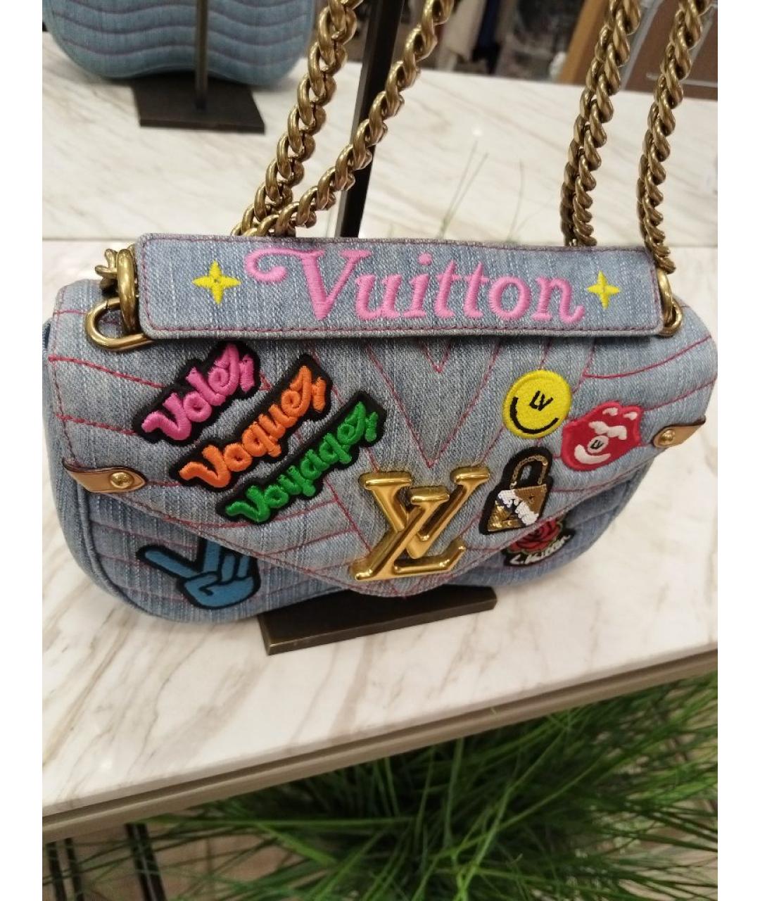 LOUIS VUITTON Голубая тканевая сумка через плечо, фото 3