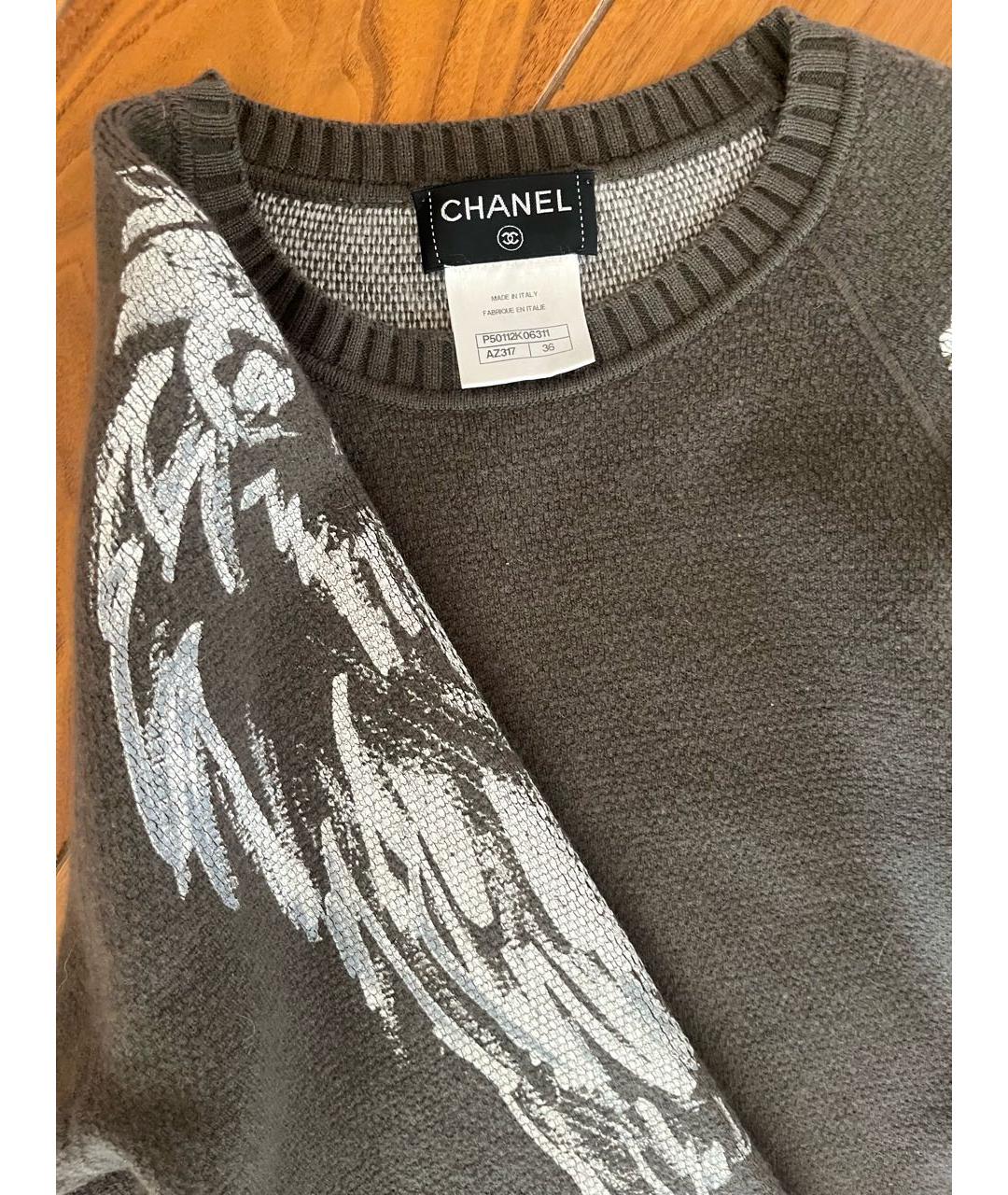 CHANEL Хаки кашемировый джемпер / свитер, фото 2