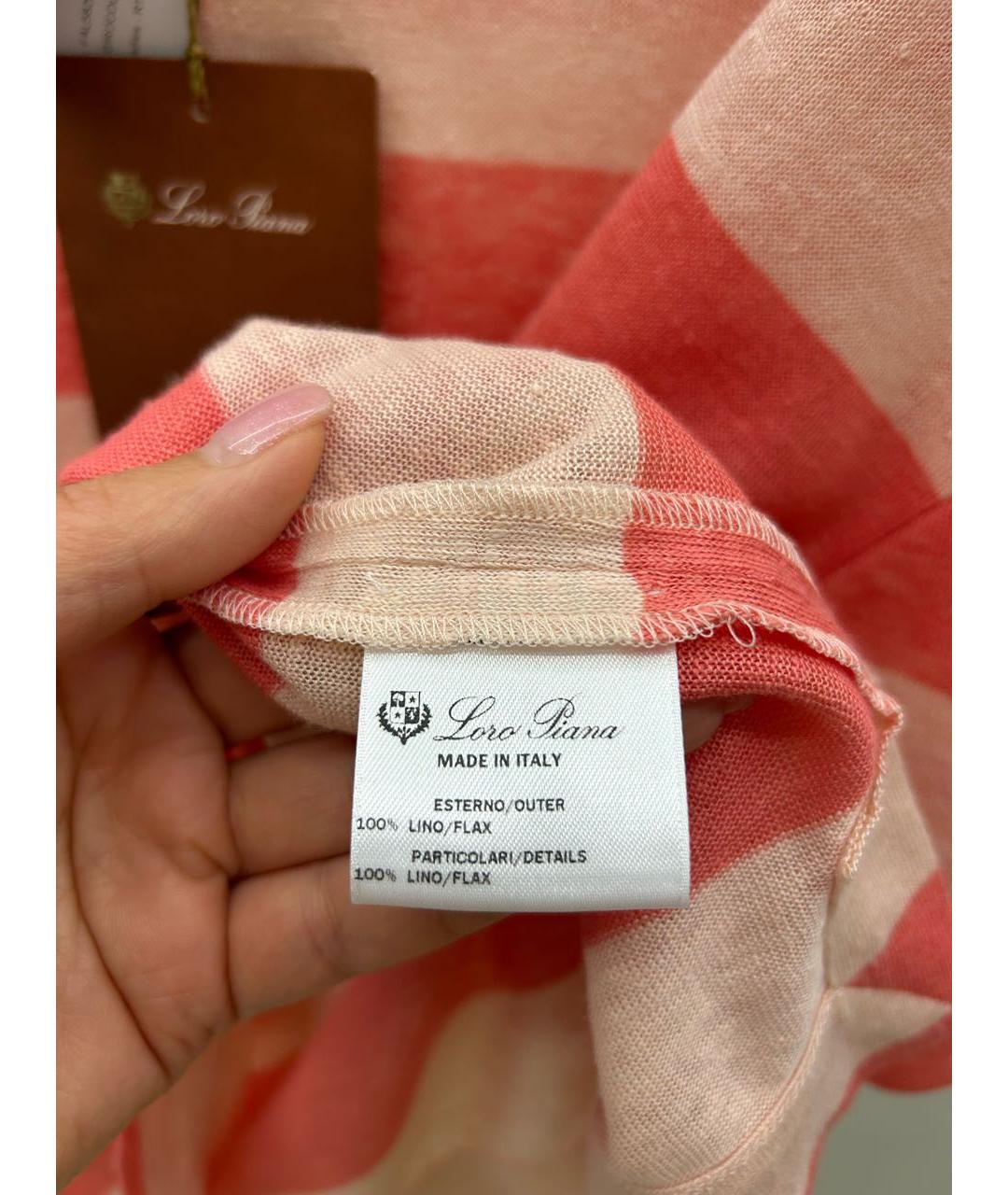 LORO PIANA Коралловая льняная футболка, фото 4