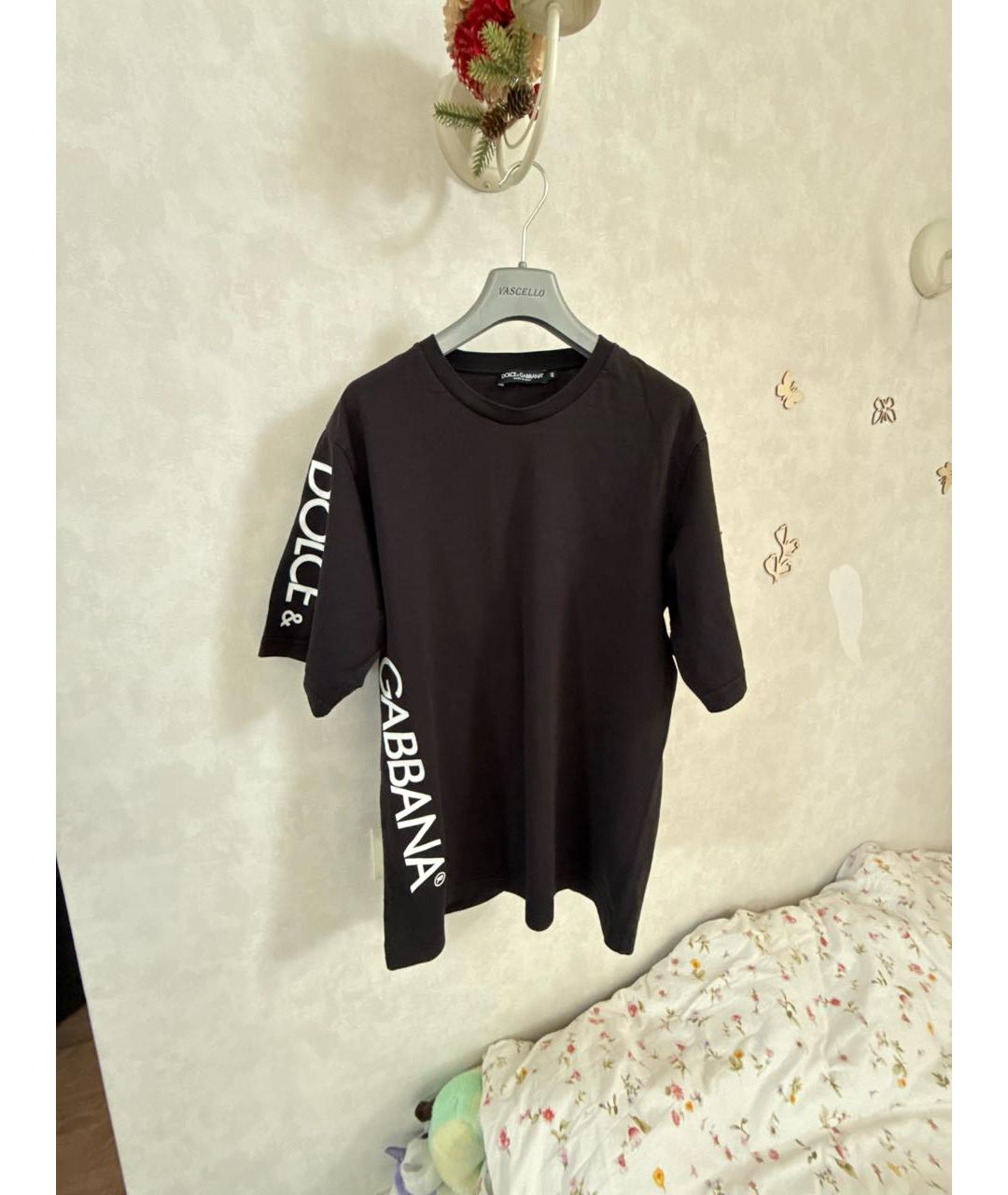 DOLCE&GABBANA Черная хлопковая футболка, фото 7