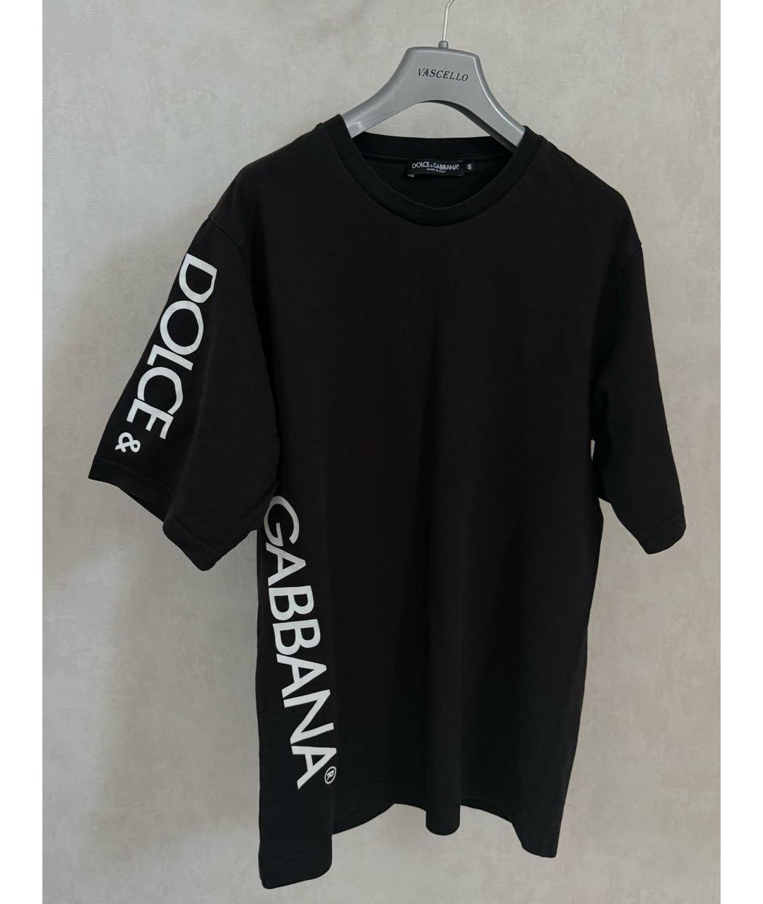 DOLCE&GABBANA Черная хлопковая футболка, фото 3