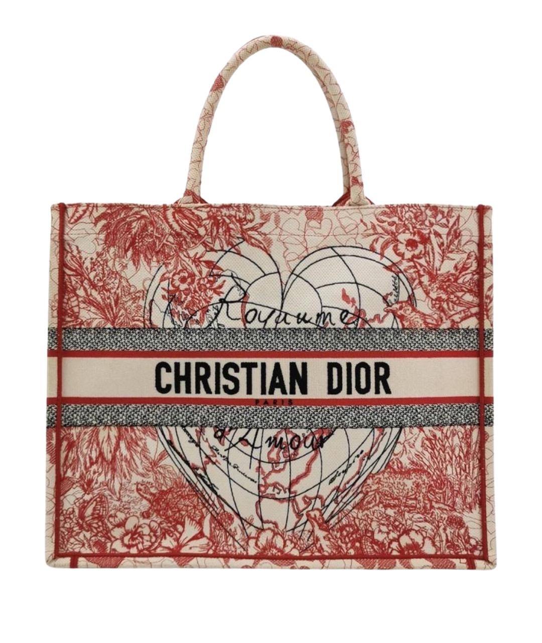 CHRISTIAN DIOR Красная жаккардовая сумка тоут, фото 1
