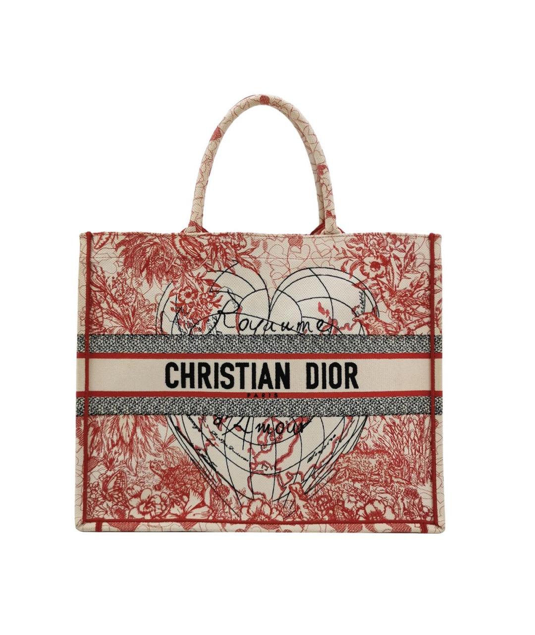 CHRISTIAN DIOR Красная жаккардовая сумка тоут, фото 9