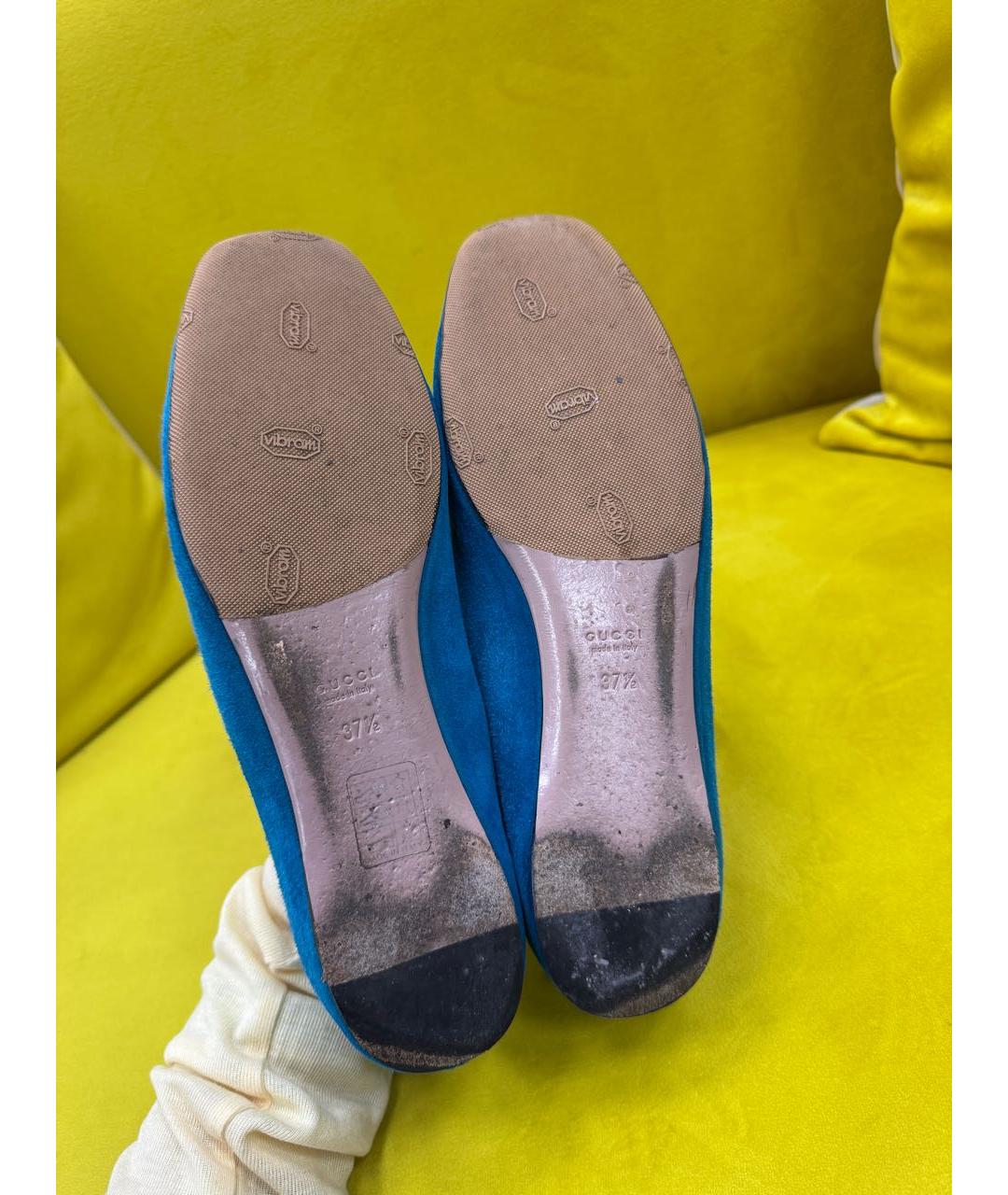 GUCCI Бирюзовые замшевые балетки, фото 5