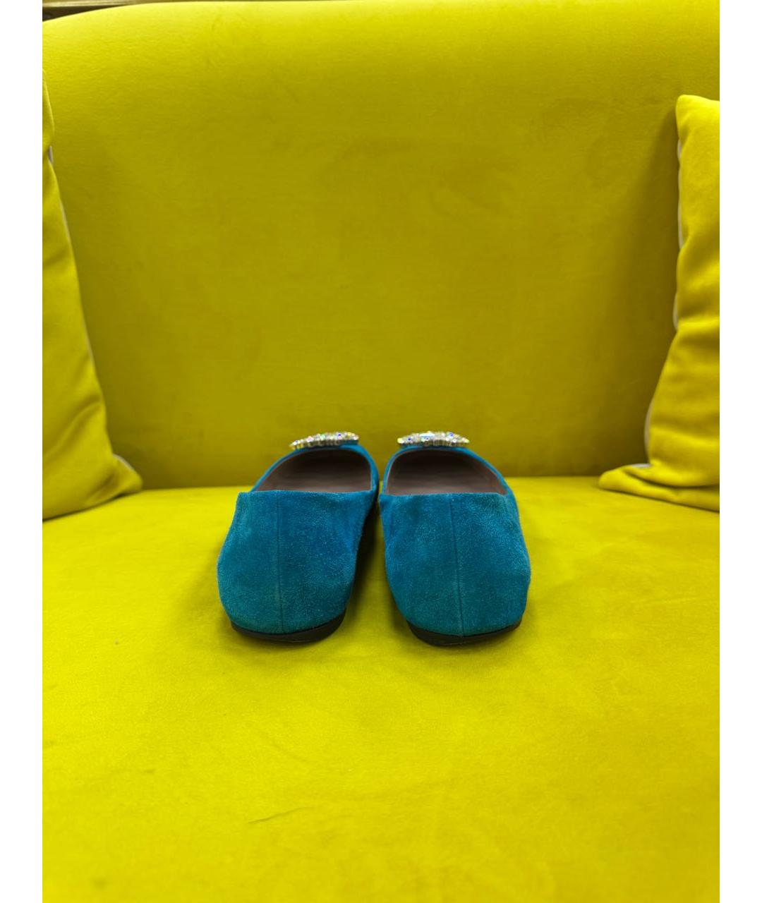 GUCCI Бирюзовые замшевые балетки, фото 8