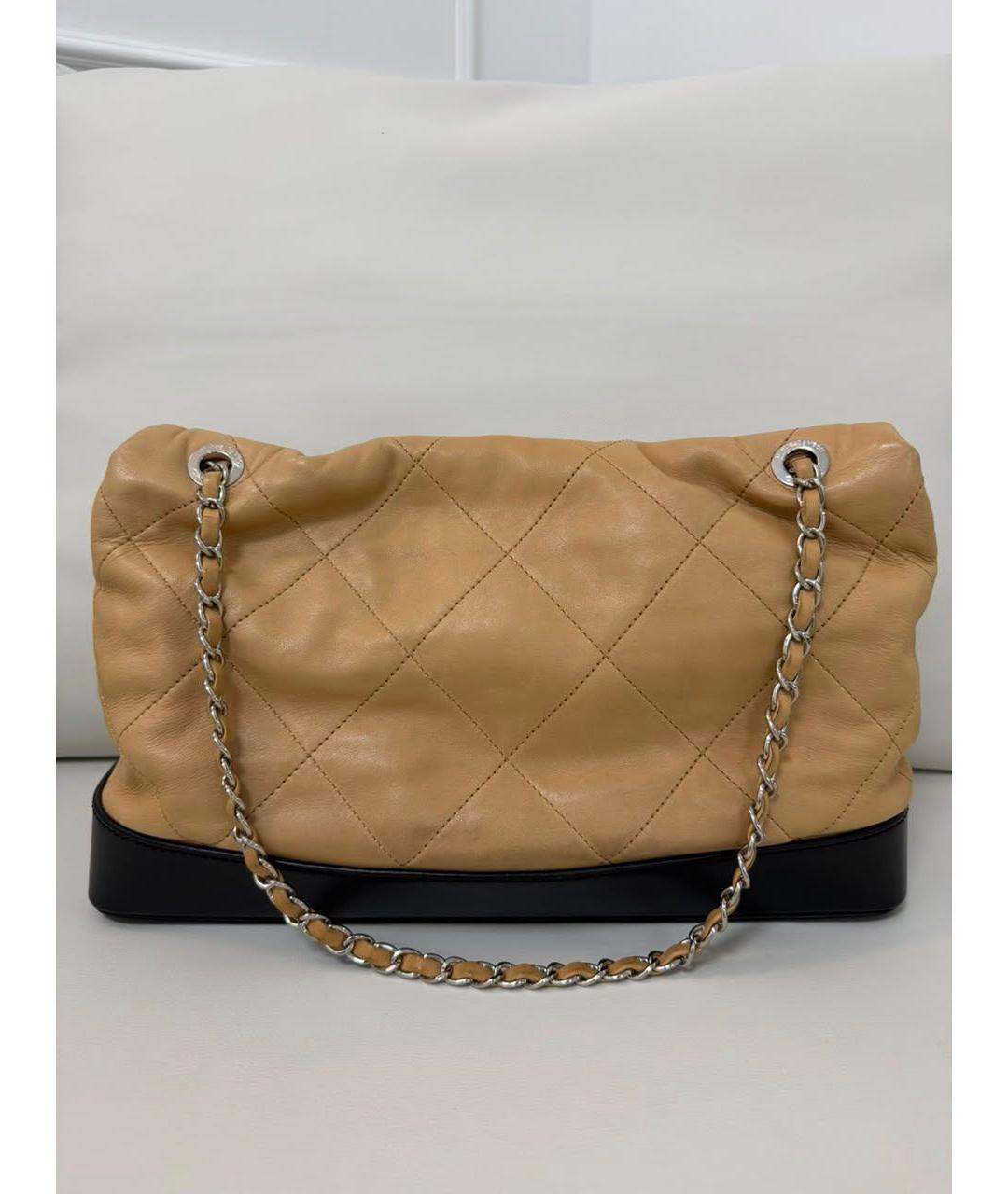CHANEL Бежевая кожаная сумка тоут, фото 3