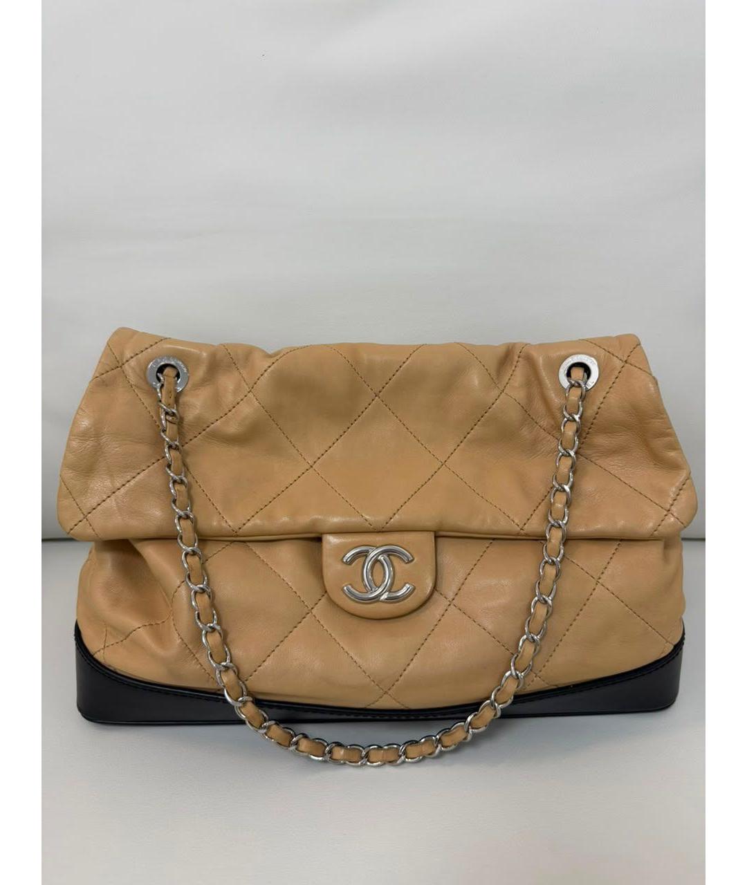 CHANEL Бежевая кожаная сумка тоут, фото 9