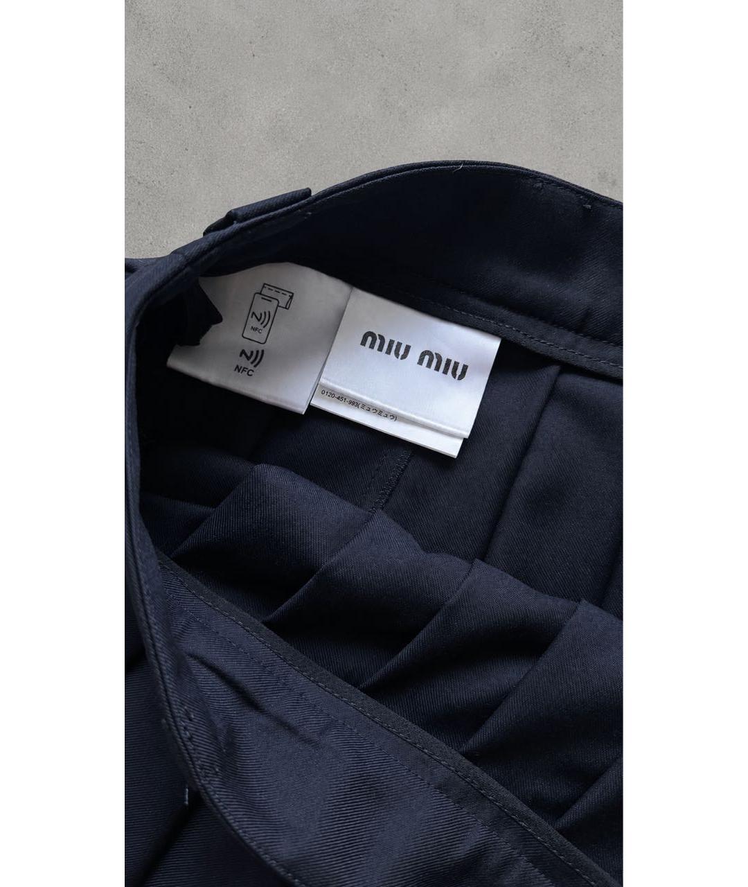 MIU MIU Темно-синяя шерстяная юбка мини, фото 6