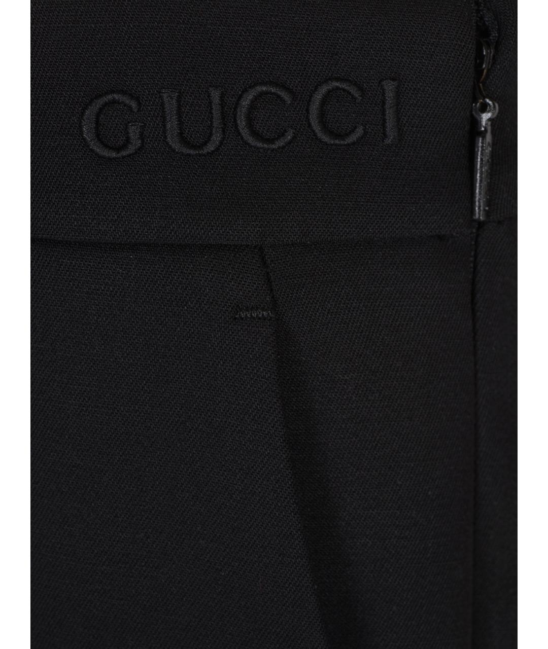 GUCCI Черные шерстяные прямые брюки, фото 3