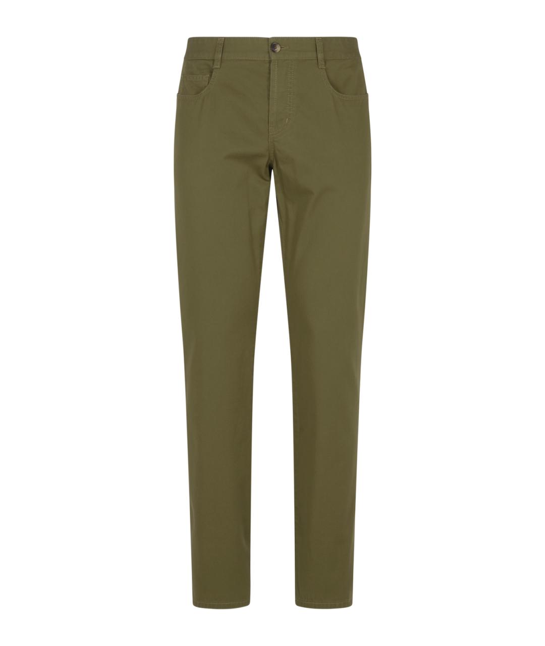 SAINT LAURENT Хаки хлопковые повседневные брюки, фото 1