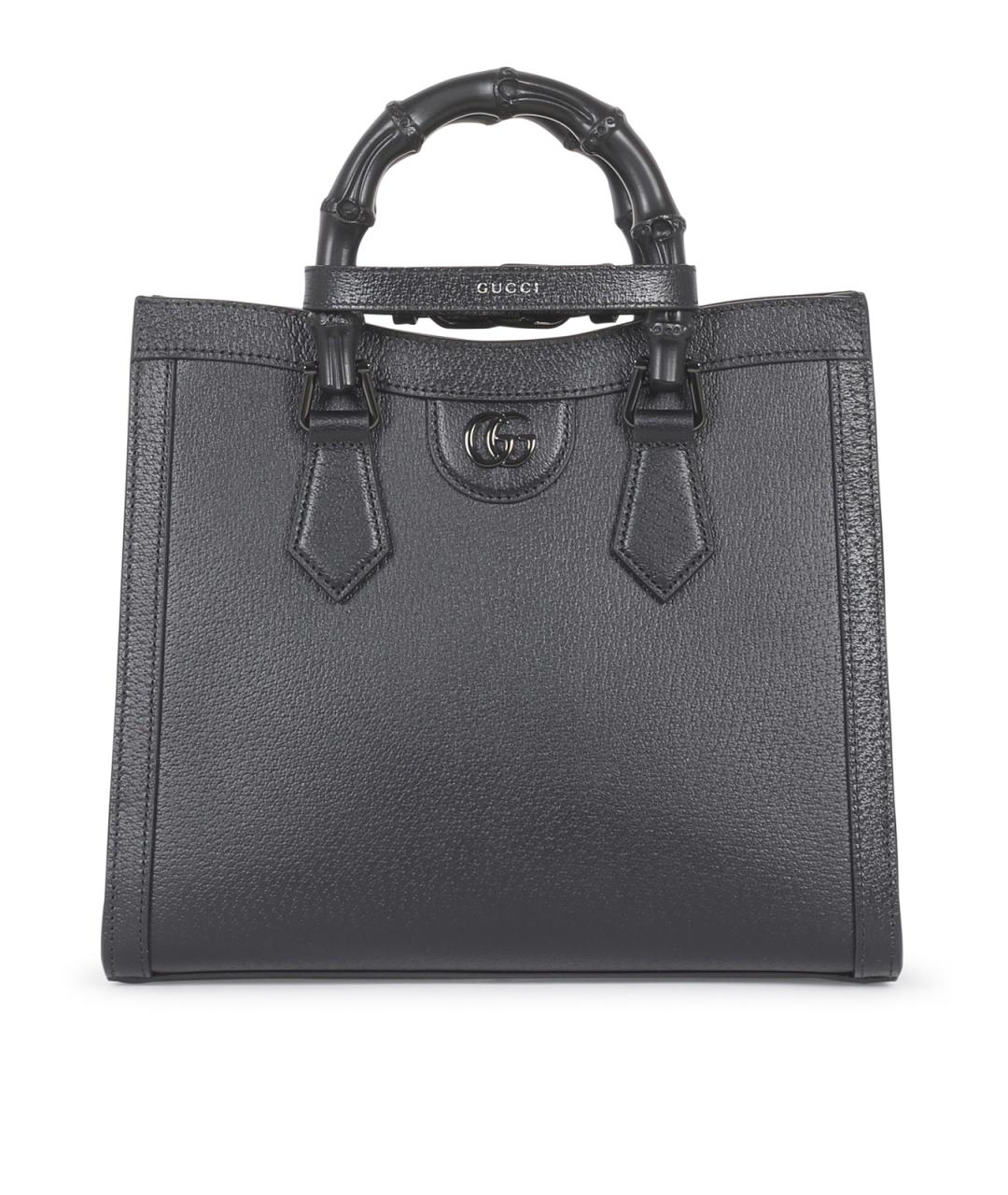 GUCCI Черная кожаная сумка тоут, фото 1