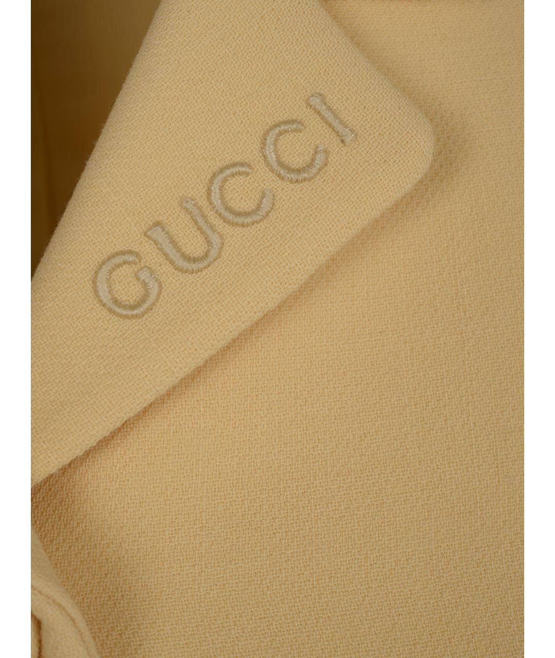 GUCCI Бежевый шерстяной жакет/пиджак, фото 3