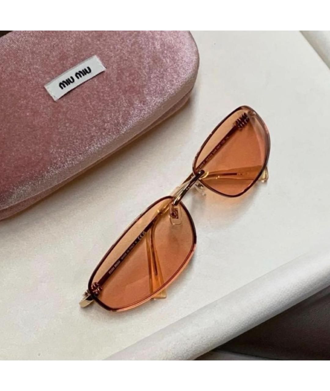 MIU MIU Золотые металлические солнцезащитные очки, фото 7