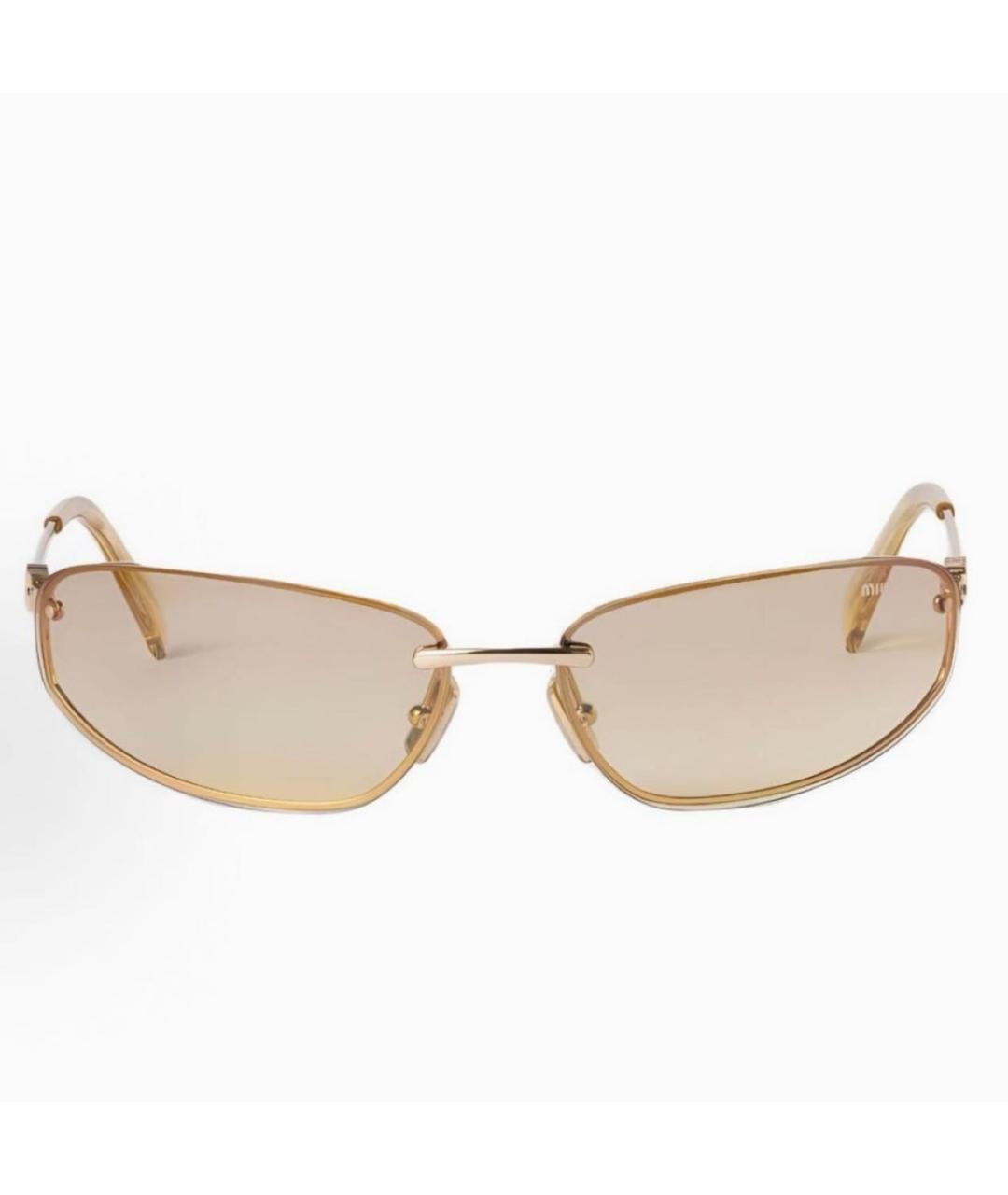 MIU MIU Золотые металлические солнцезащитные очки, фото 3