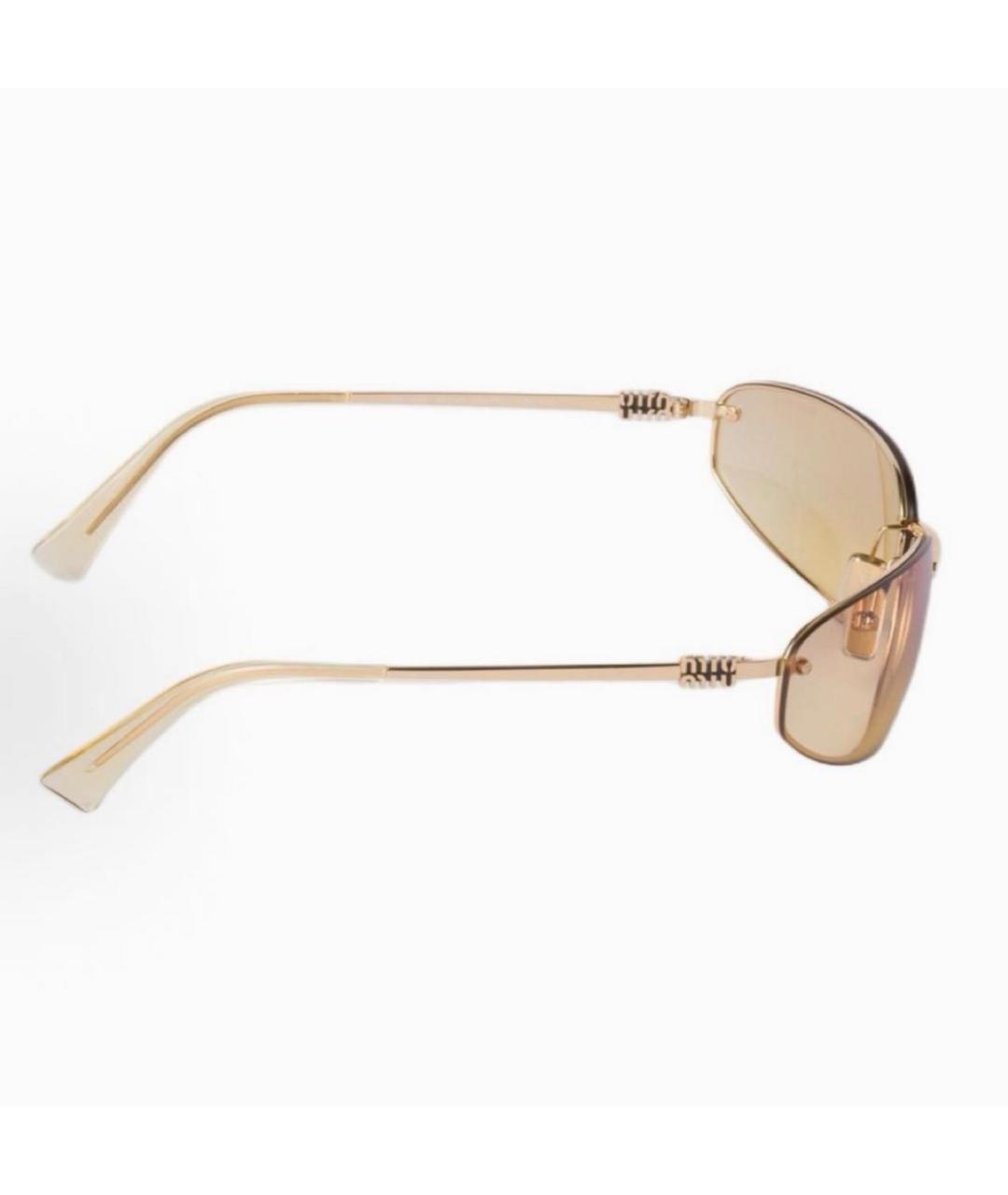 MIU MIU Золотые металлические солнцезащитные очки, фото 2