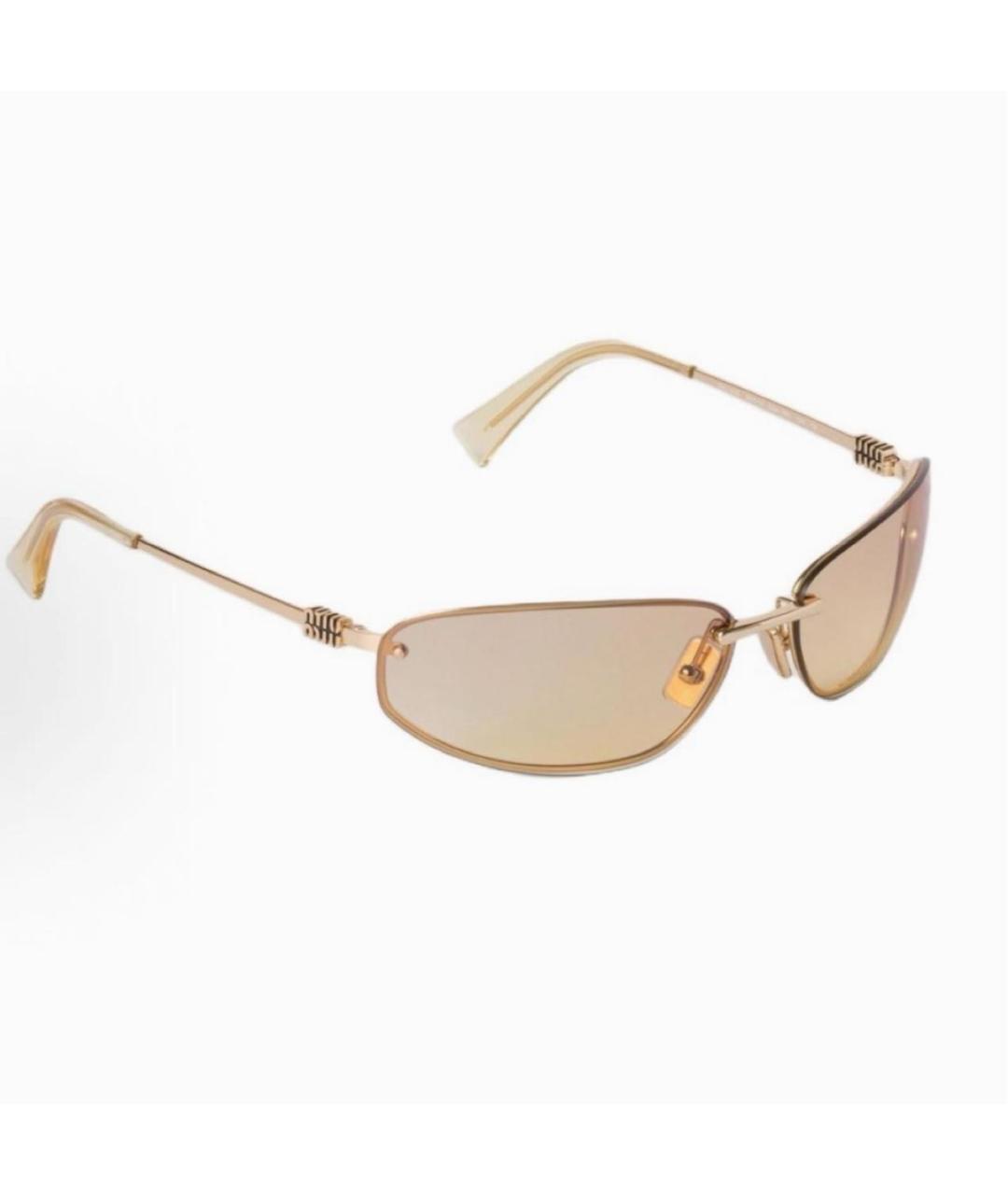 MIU MIU Золотые металлические солнцезащитные очки, фото 4