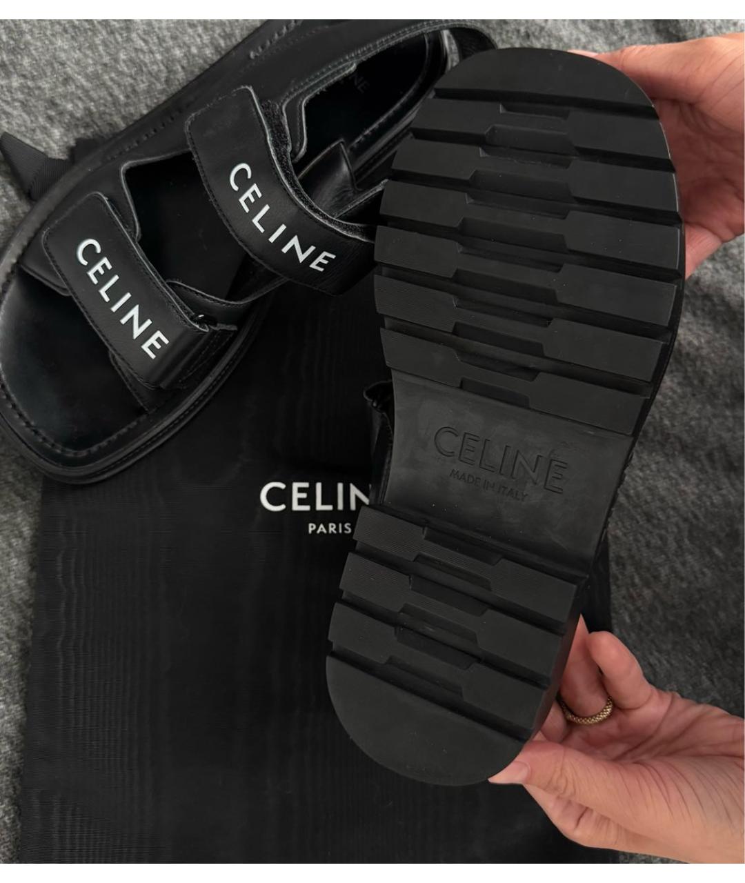 CELINE Черные кожаные сандалии, фото 4