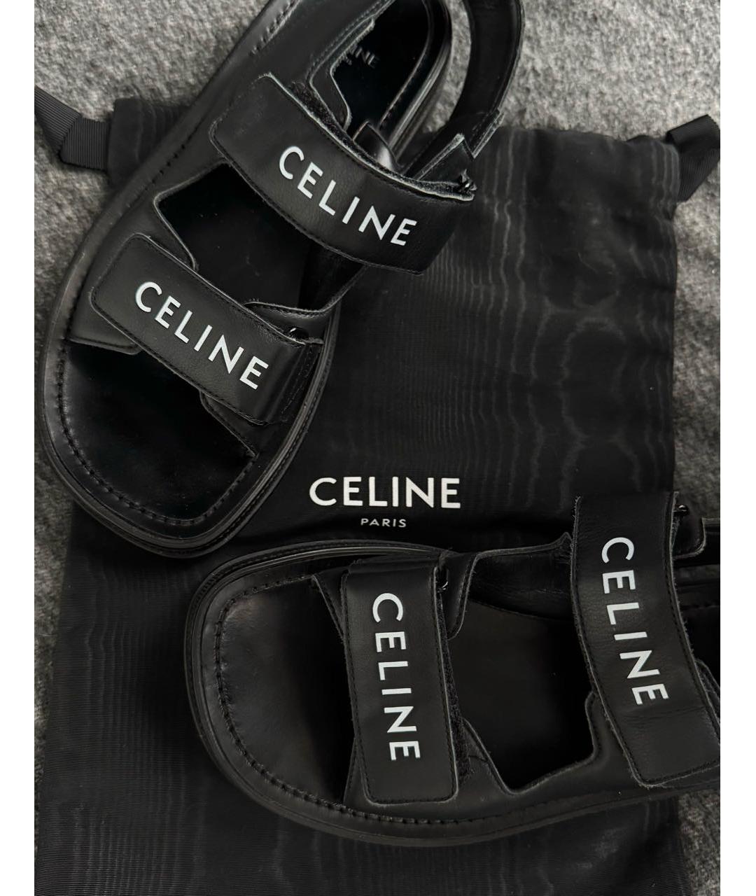 CELINE Черные кожаные сандалии, фото 6