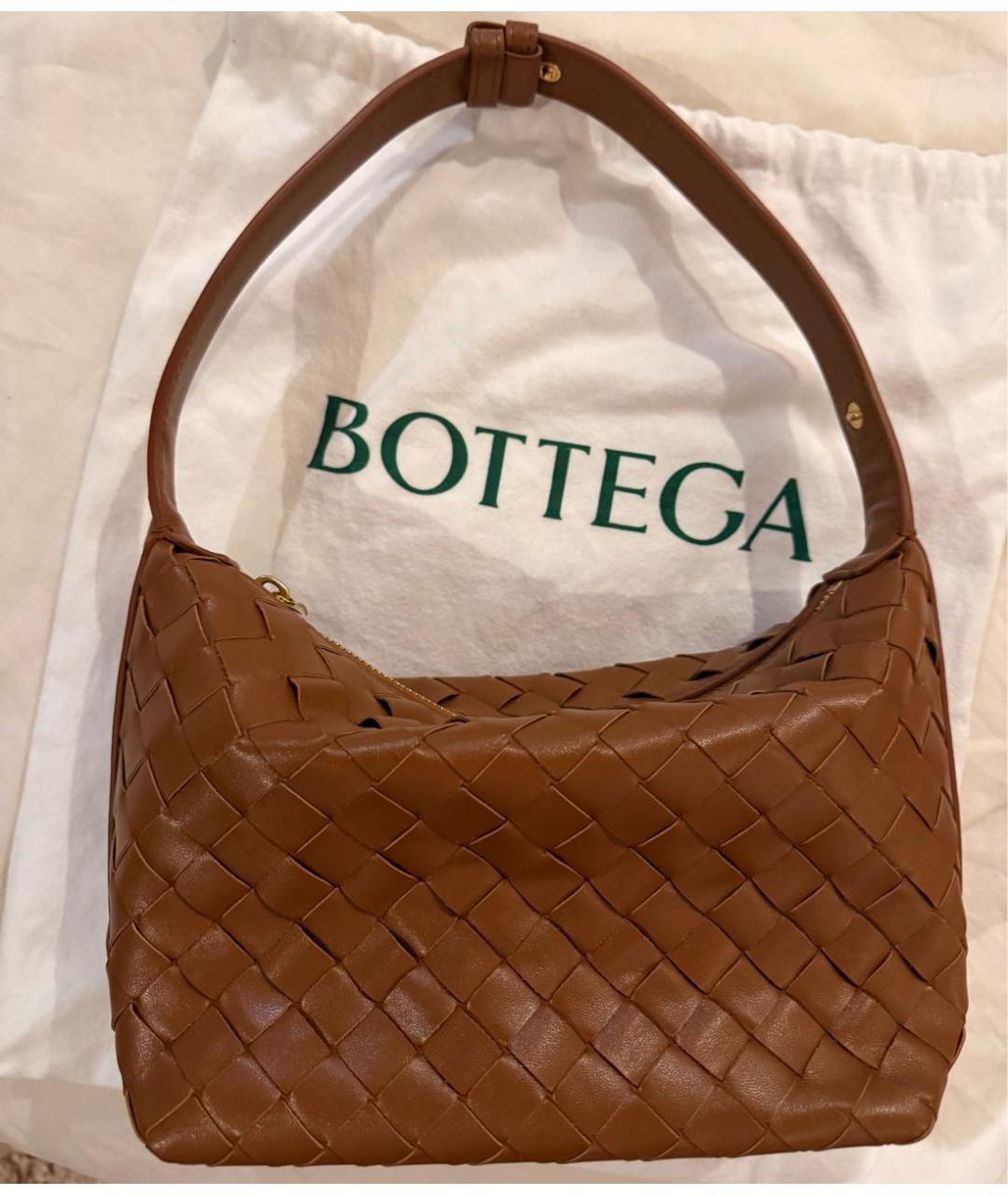 BOTTEGA VENETA Коричневая кожаная сумка с короткими ручками, фото 5
