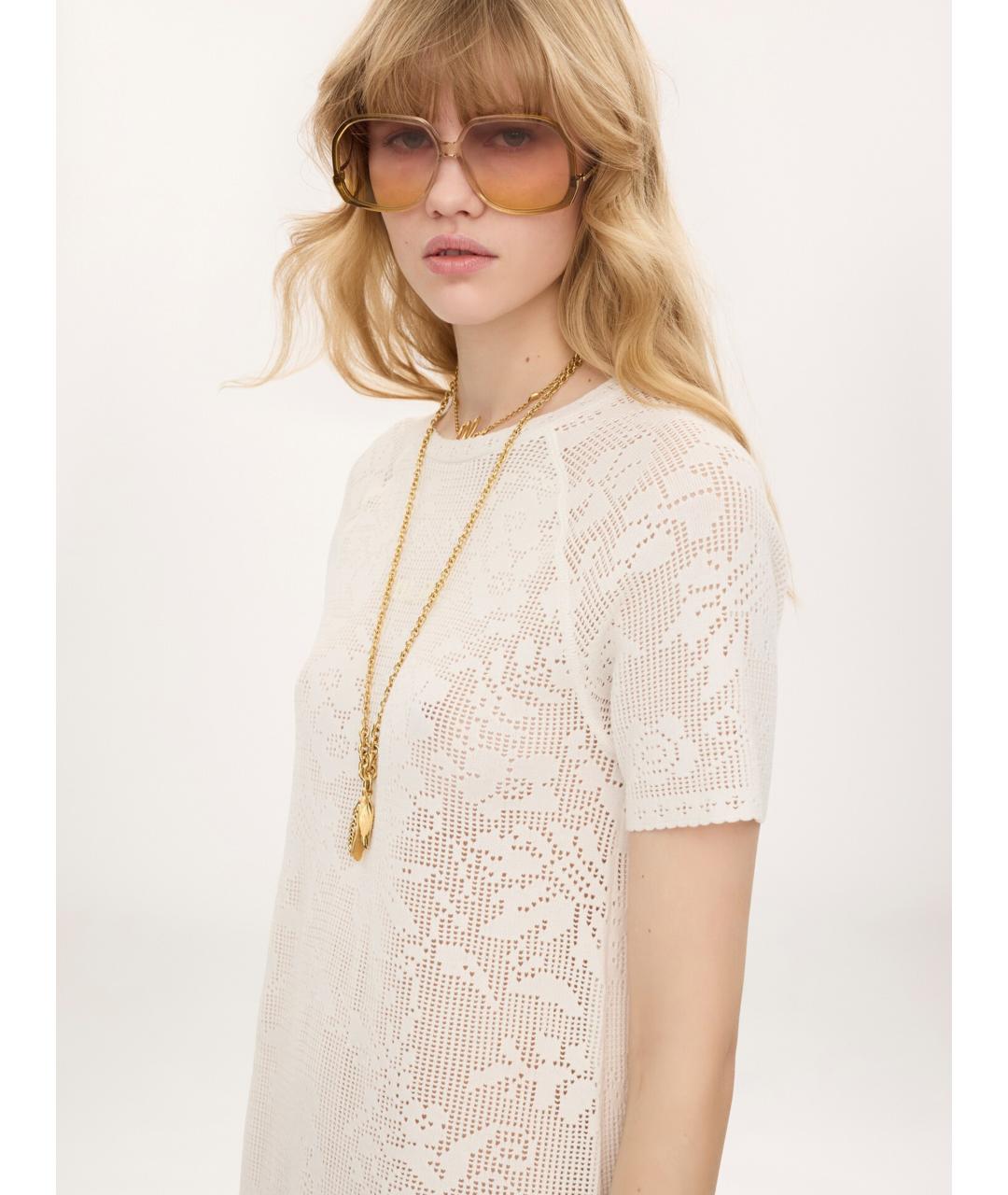 CHLOE Белое хлопковое повседневное платье, фото 5