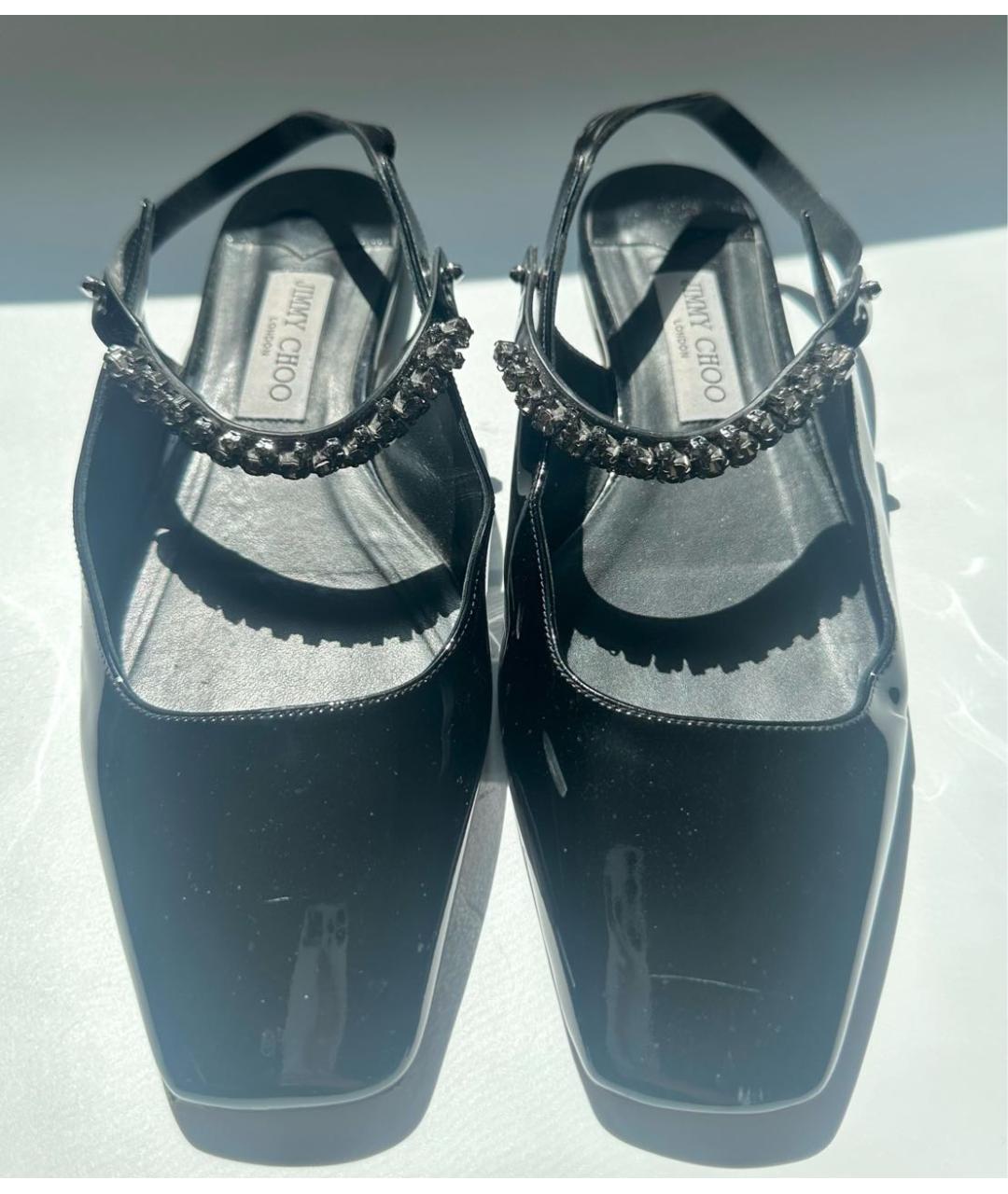 JIMMY CHOO Черные балетки из лакированной кожи, фото 6