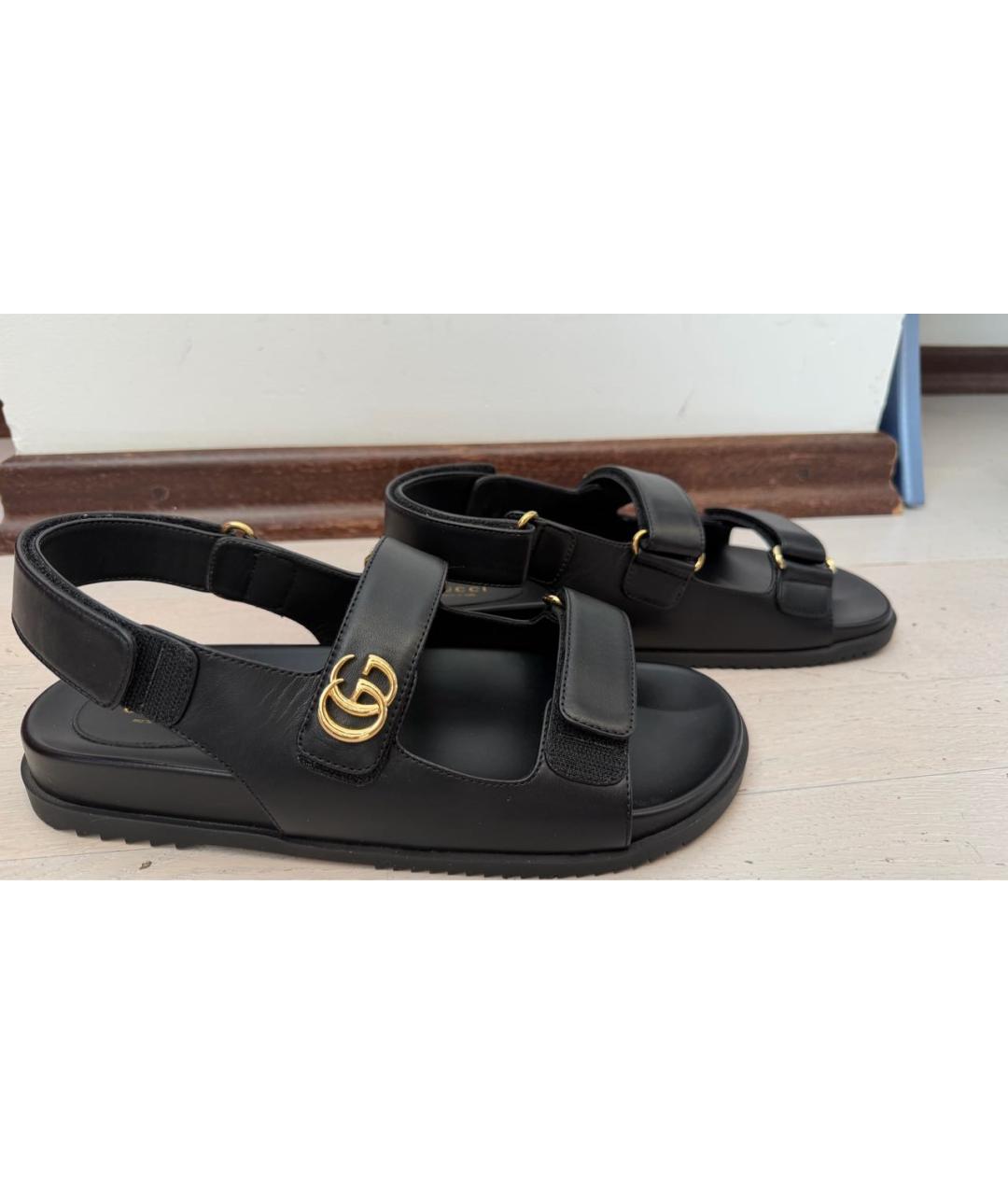GUCCI Черные кожаные сандалии, фото 7