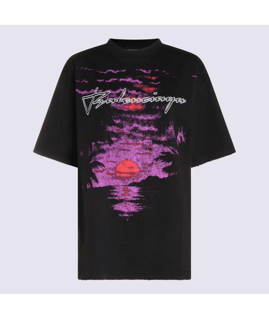 BALENCIAGA Черная хлопковая футболка, фото 1
