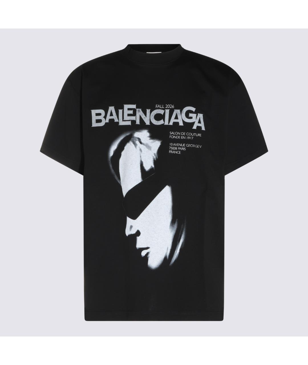 BALENCIAGA Черная хлопковая футболка, фото 1