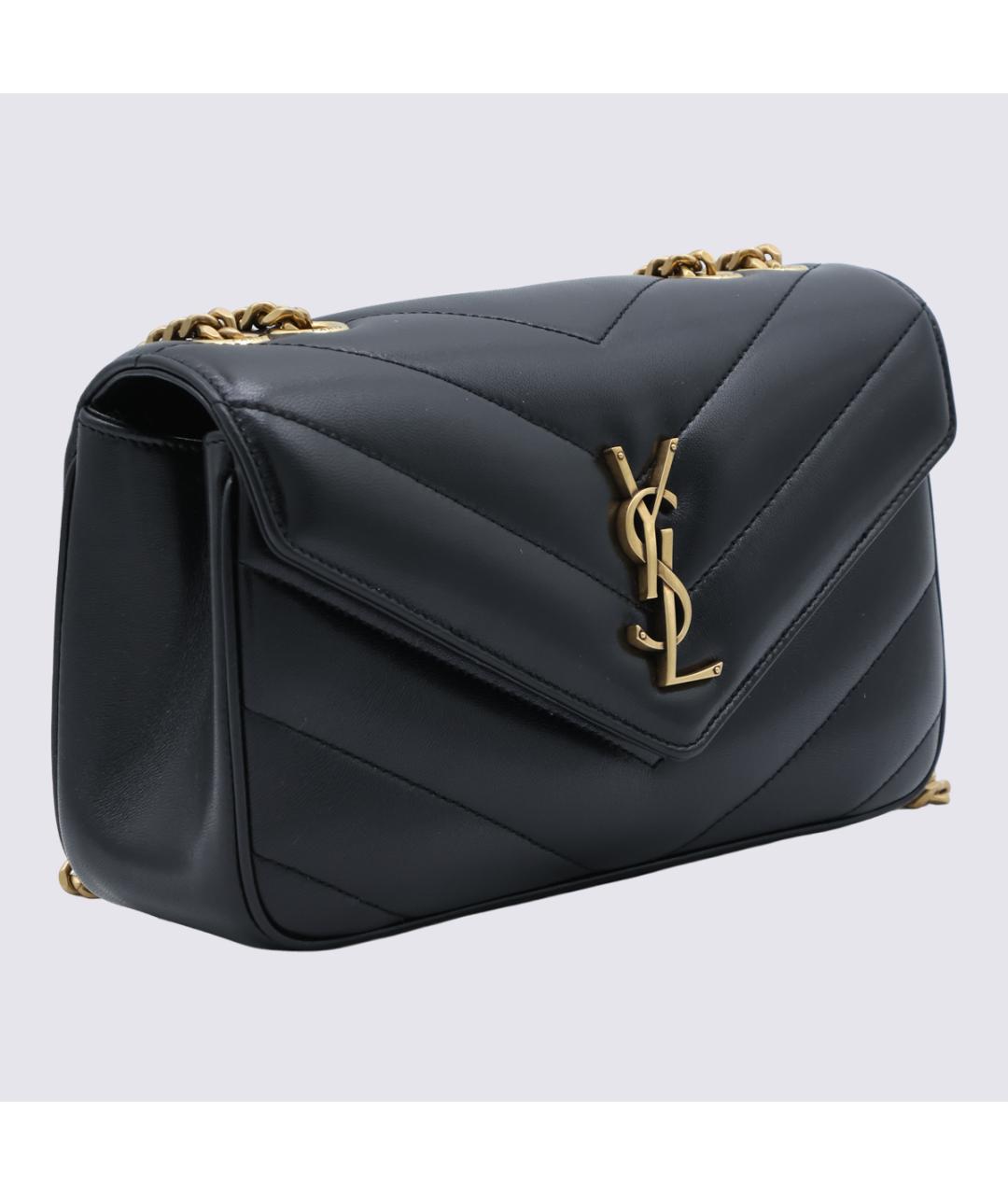 SAINT LAURENT Черная кожаная сумка через плечо, фото 2