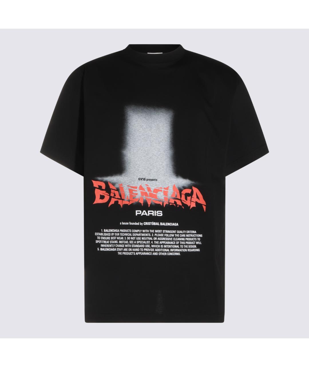 BALENCIAGA Черная хлопковая футболка, фото 1