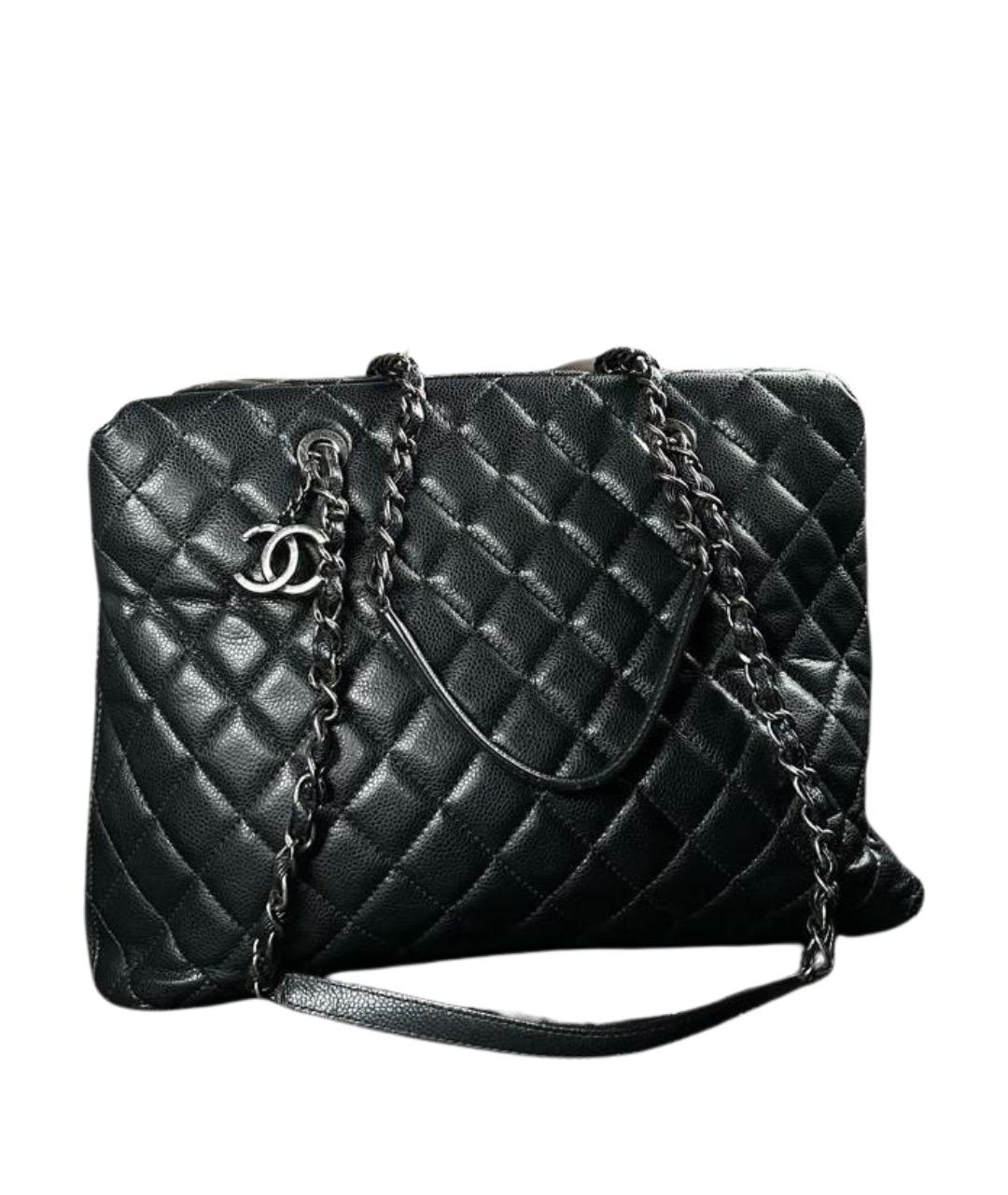 CHANEL Черная кожаная сумка тоут, фото 1
