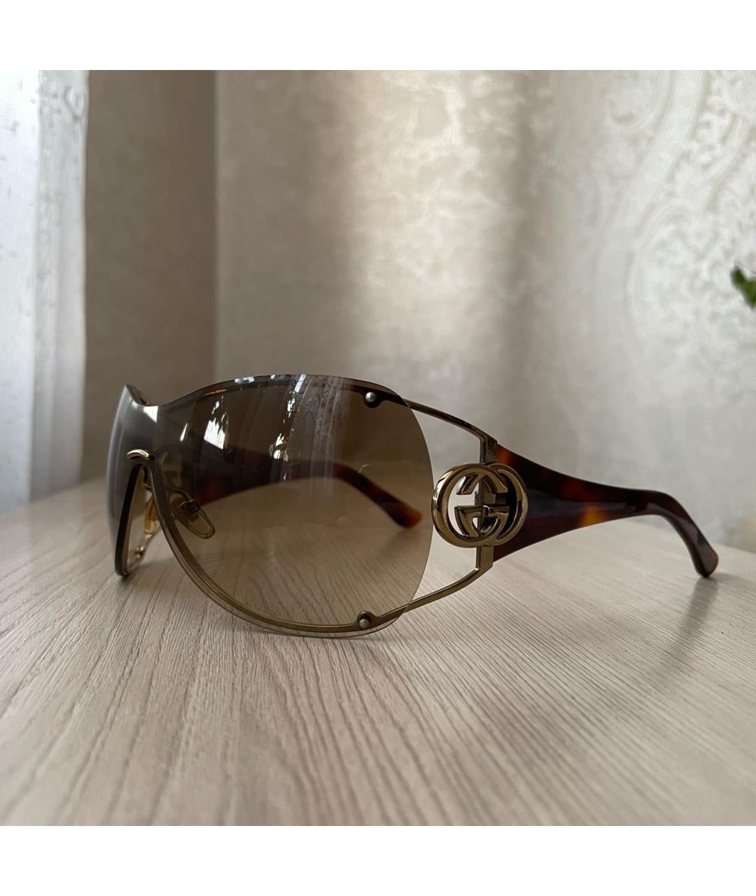 GUCCI Коричневые пластиковые солнцезащитные очки, фото 2